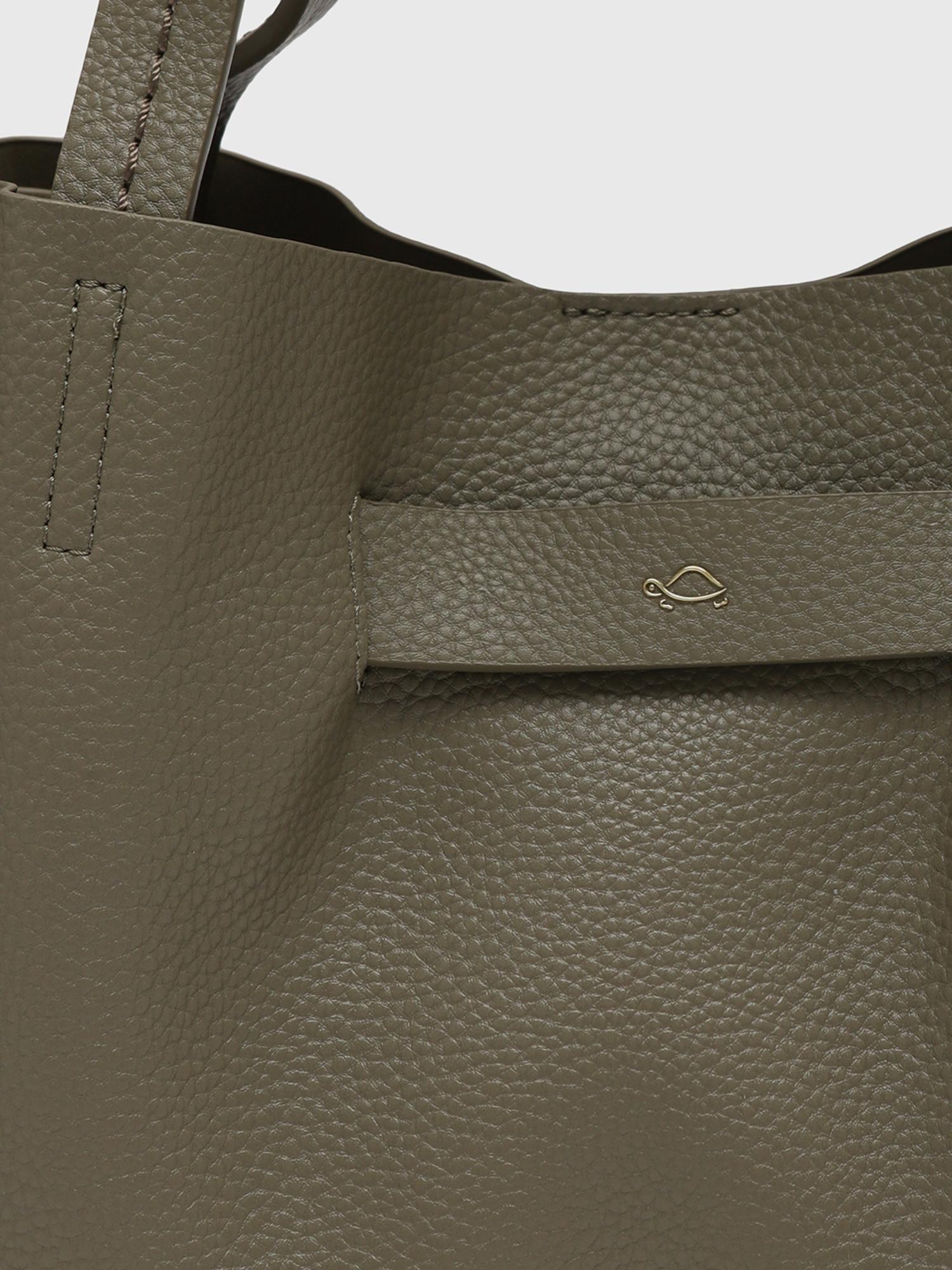 Felce Women Satchel Bag With Detachable Strap - Olive (M)