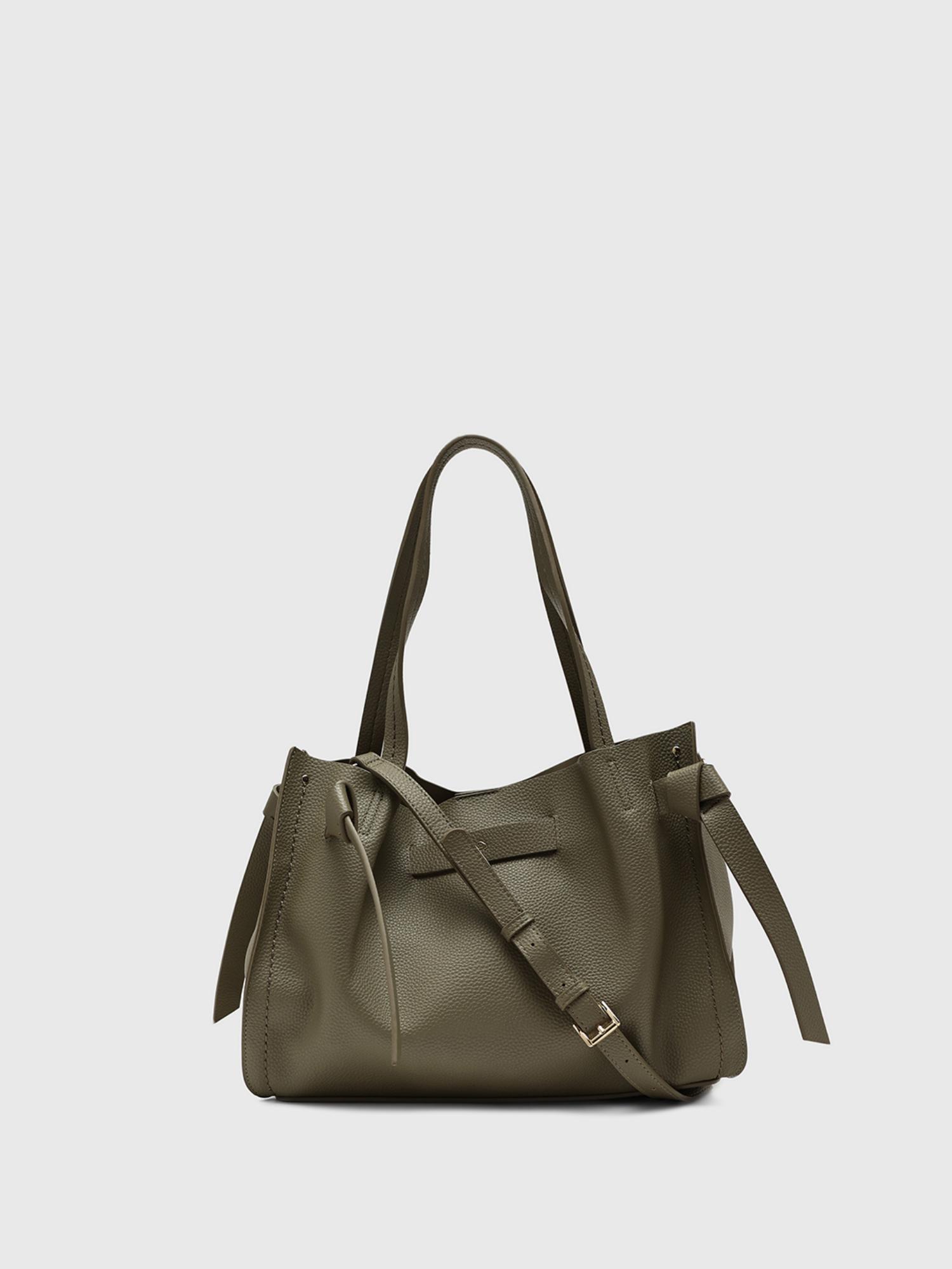 Felce Women Tote Bag With Detachable Strap - Olive (L)