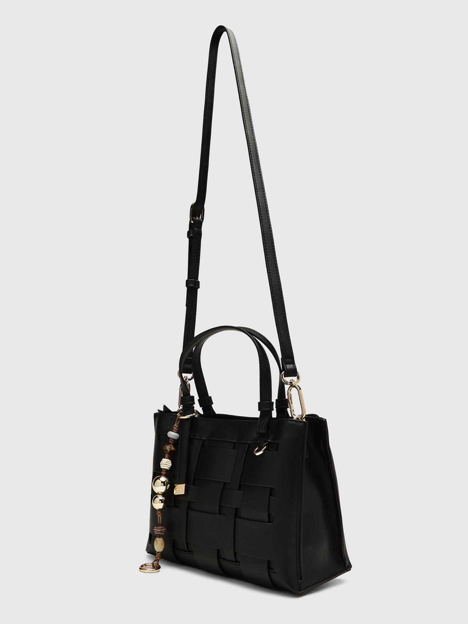 Anturio Women Satchel Bag With Detachable Strap - Black (M)