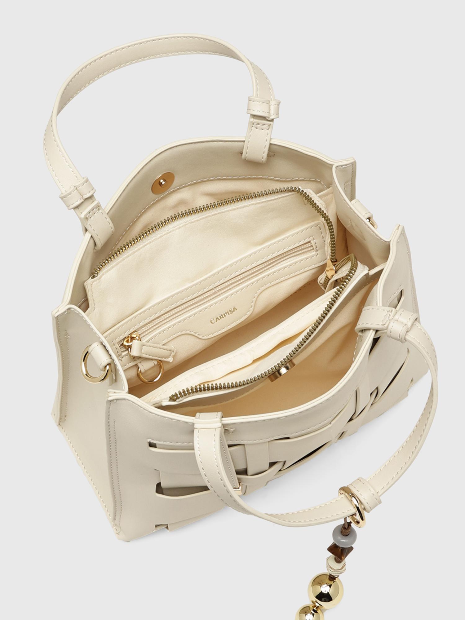 Anturio Women Satchel Bag With Detachable Strap - Off White (M)