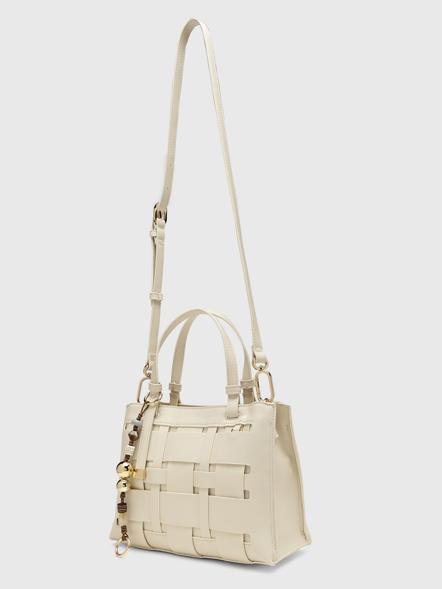 Anturio Women Satchel Bag With Detachable Strap - Off White (M)