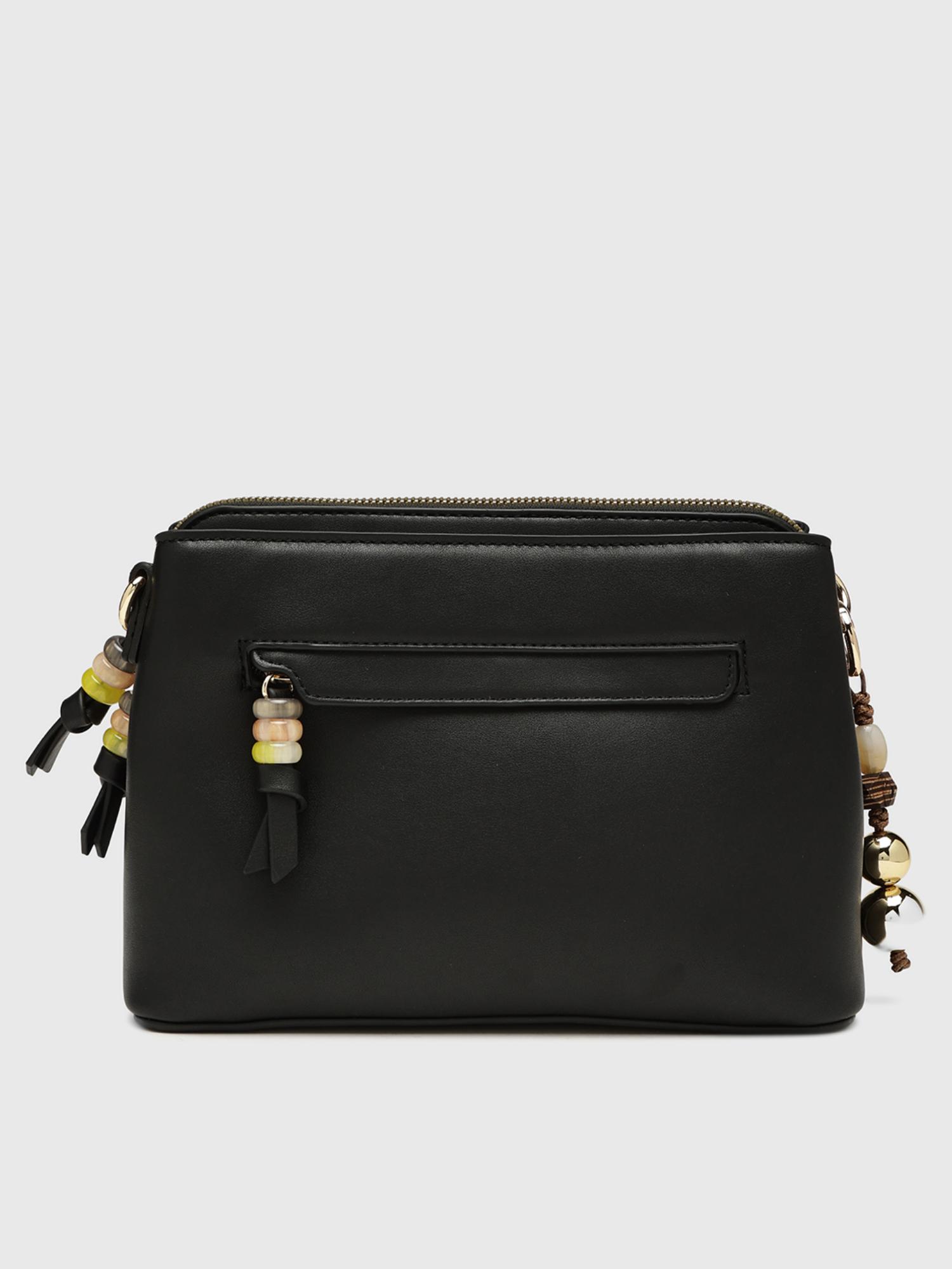 Anturio Women Crossbody Sling Bag With Detachable Strap - Black (S)