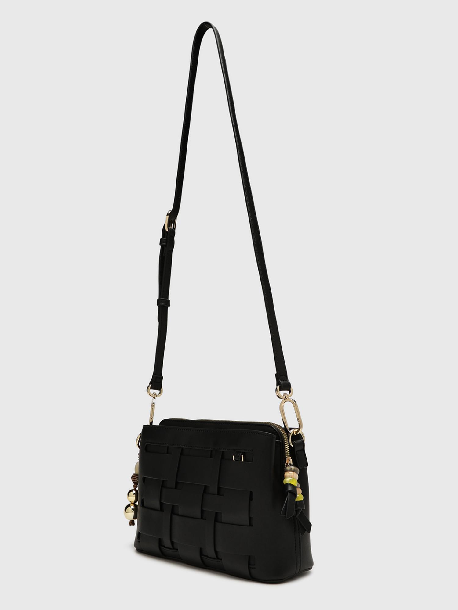 Anturio Women Crossbody Sling Bag With Detachable Strap - Black (S)