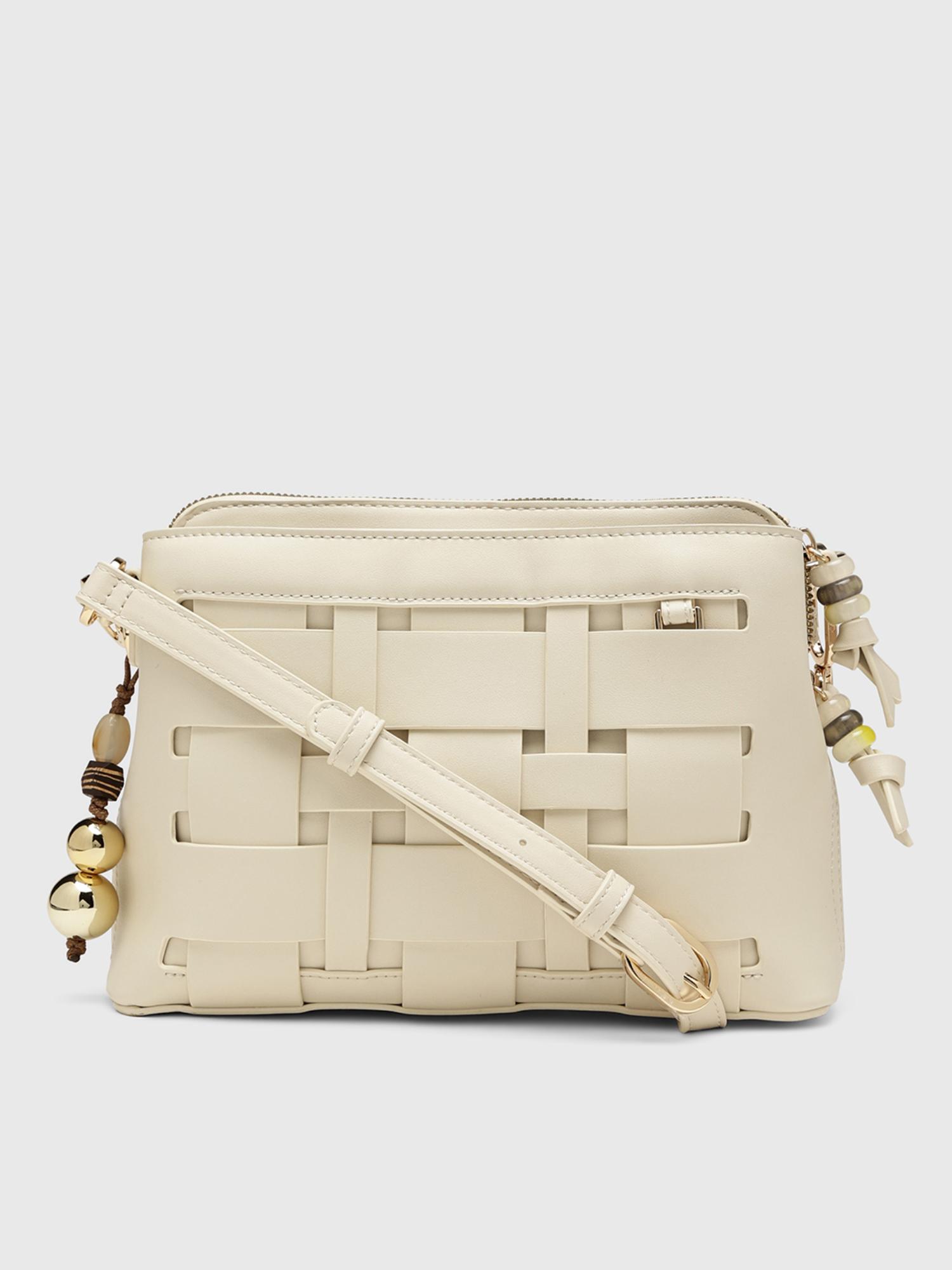Anturio Women Crossbody Sling Bag With Detachable Strap - Off White (S)