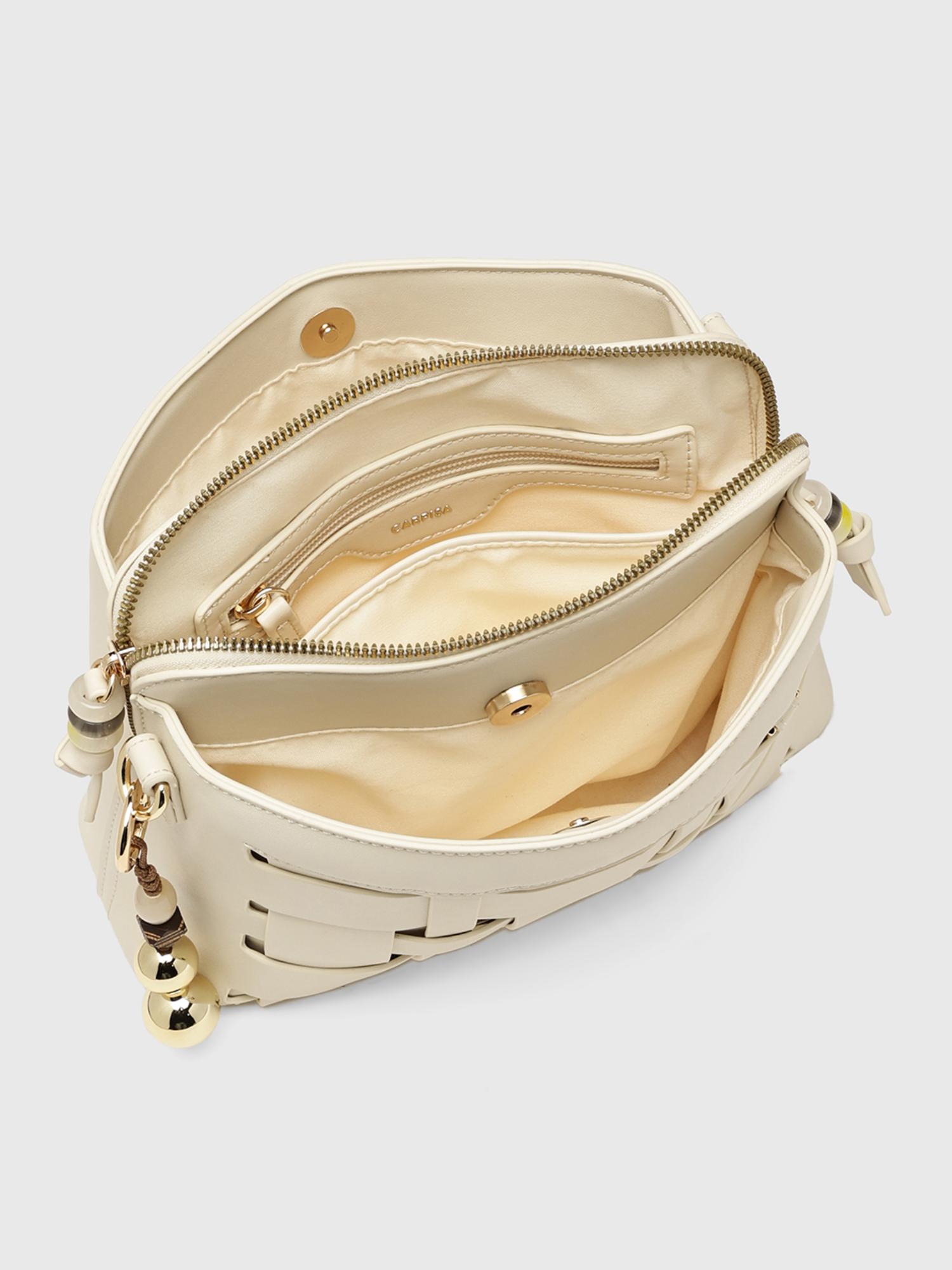 Anturio Women Crossbody Sling Bag With Detachable Strap - Off White (S)
