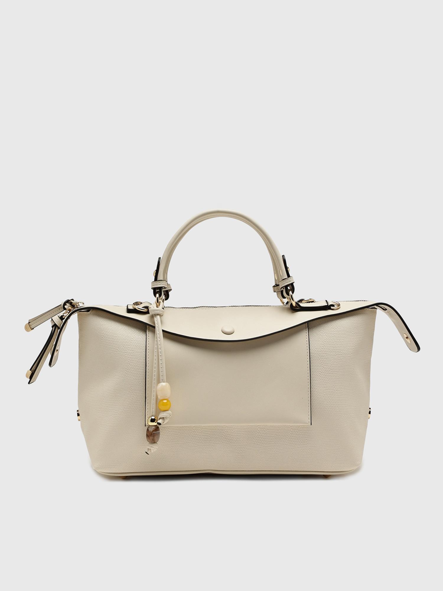 Giada V2 Women Handbag With Detachable Strap - Off White (L)