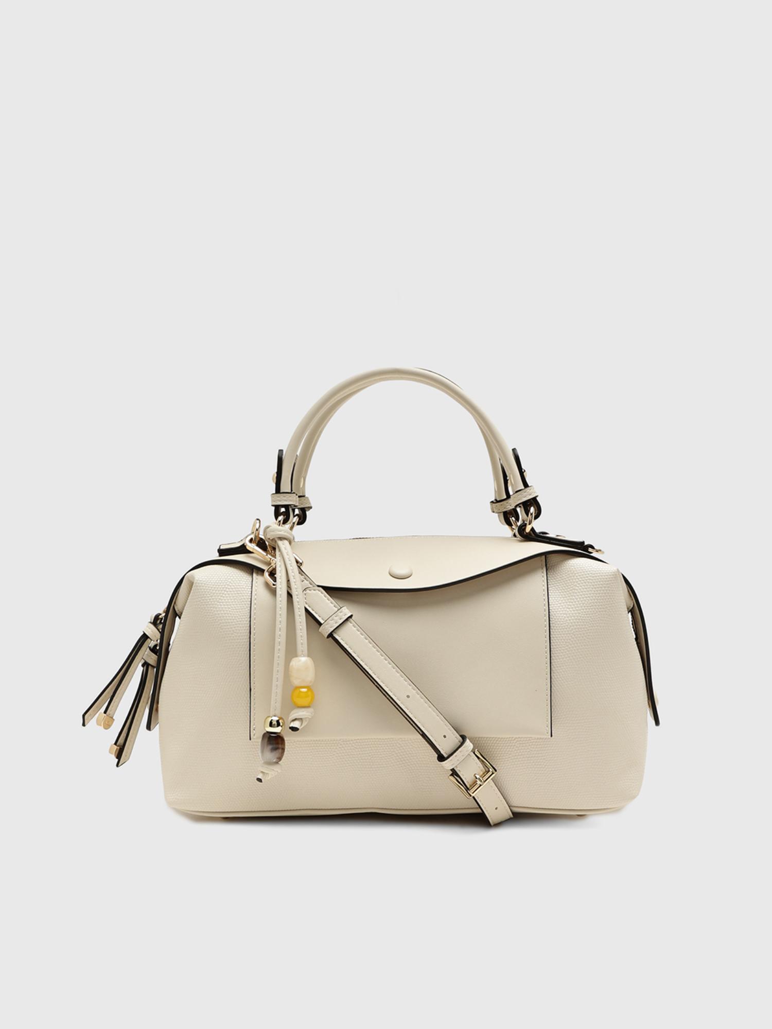 Giada V2 Women Handbag With Detachable Strap - Off White (L)