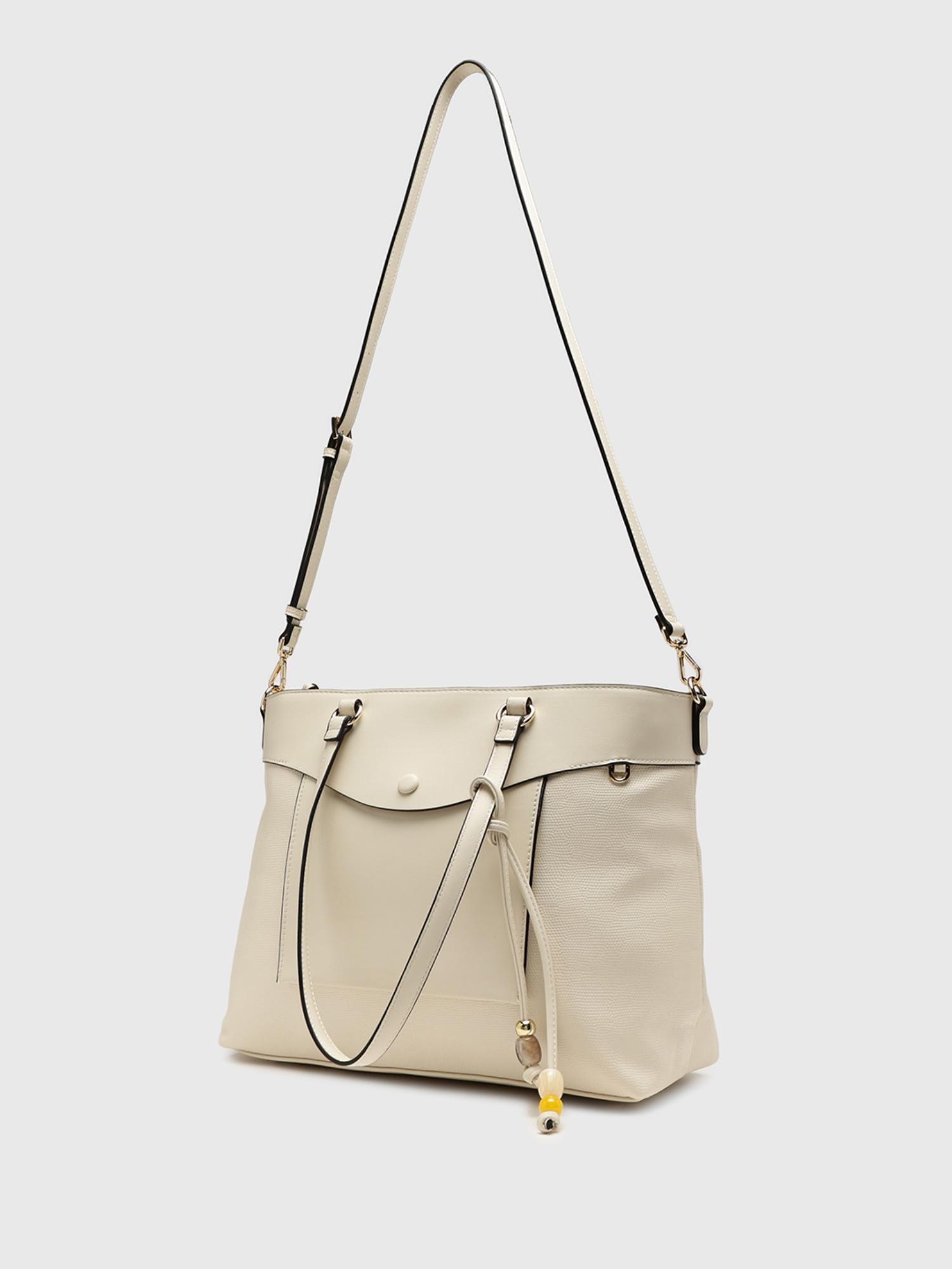 Giada V2 Women Tote Bag With Detachable Strap - Off White (L)