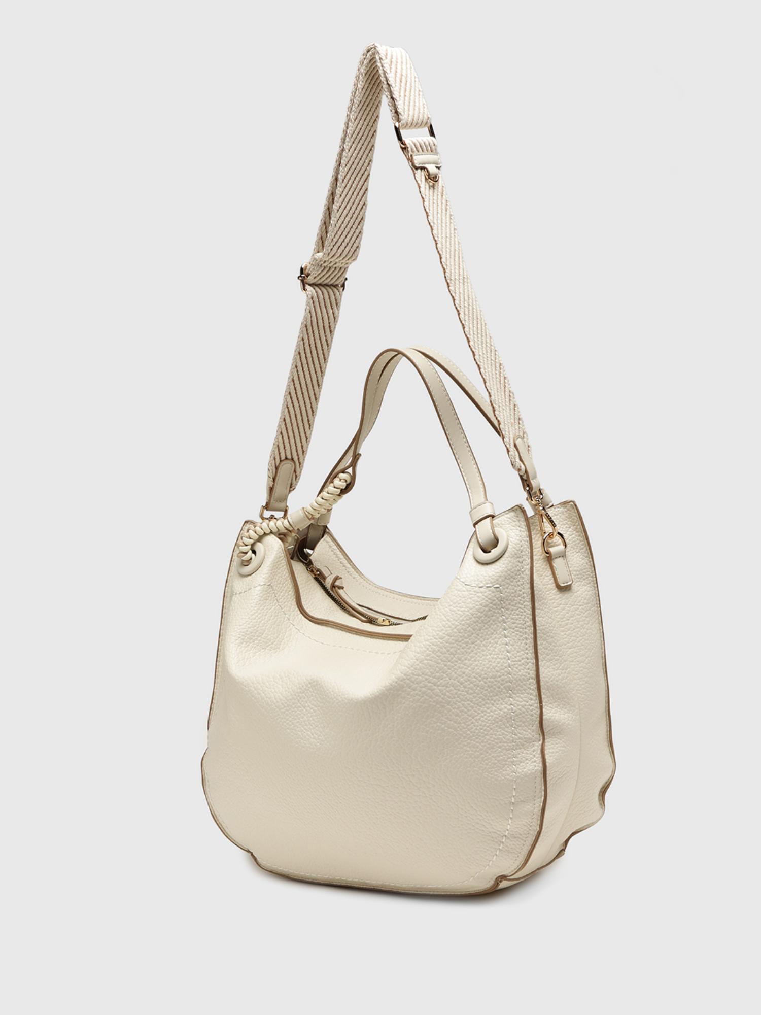 Ginestra Women Handbag With Detachable Strap - Off White (L)
