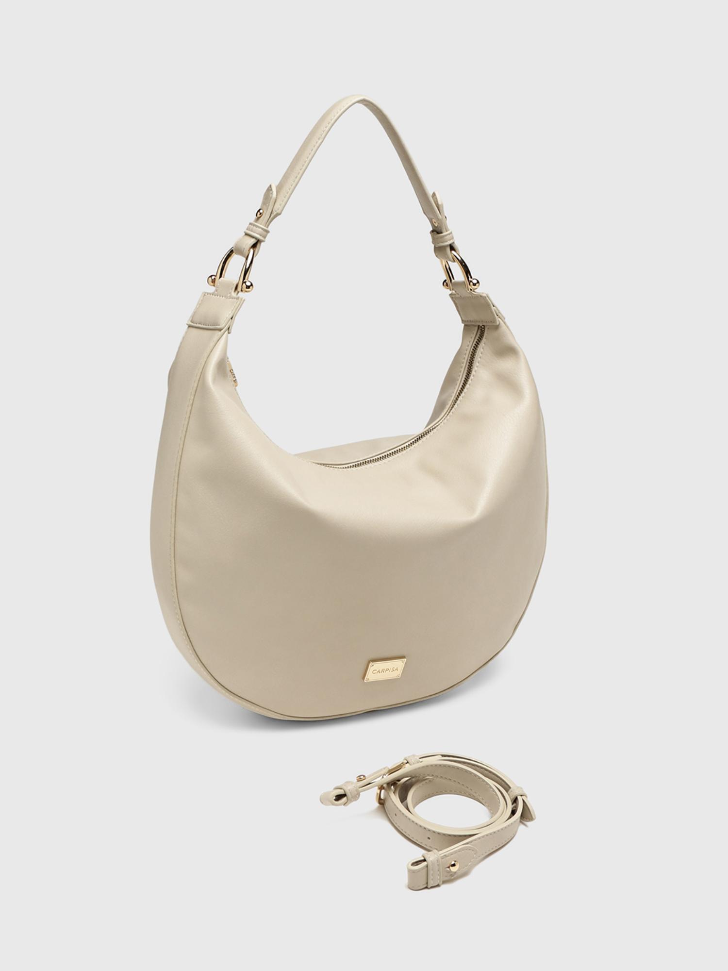 Marie Women Sack Handbag With Detachable Strap - Cream (L)