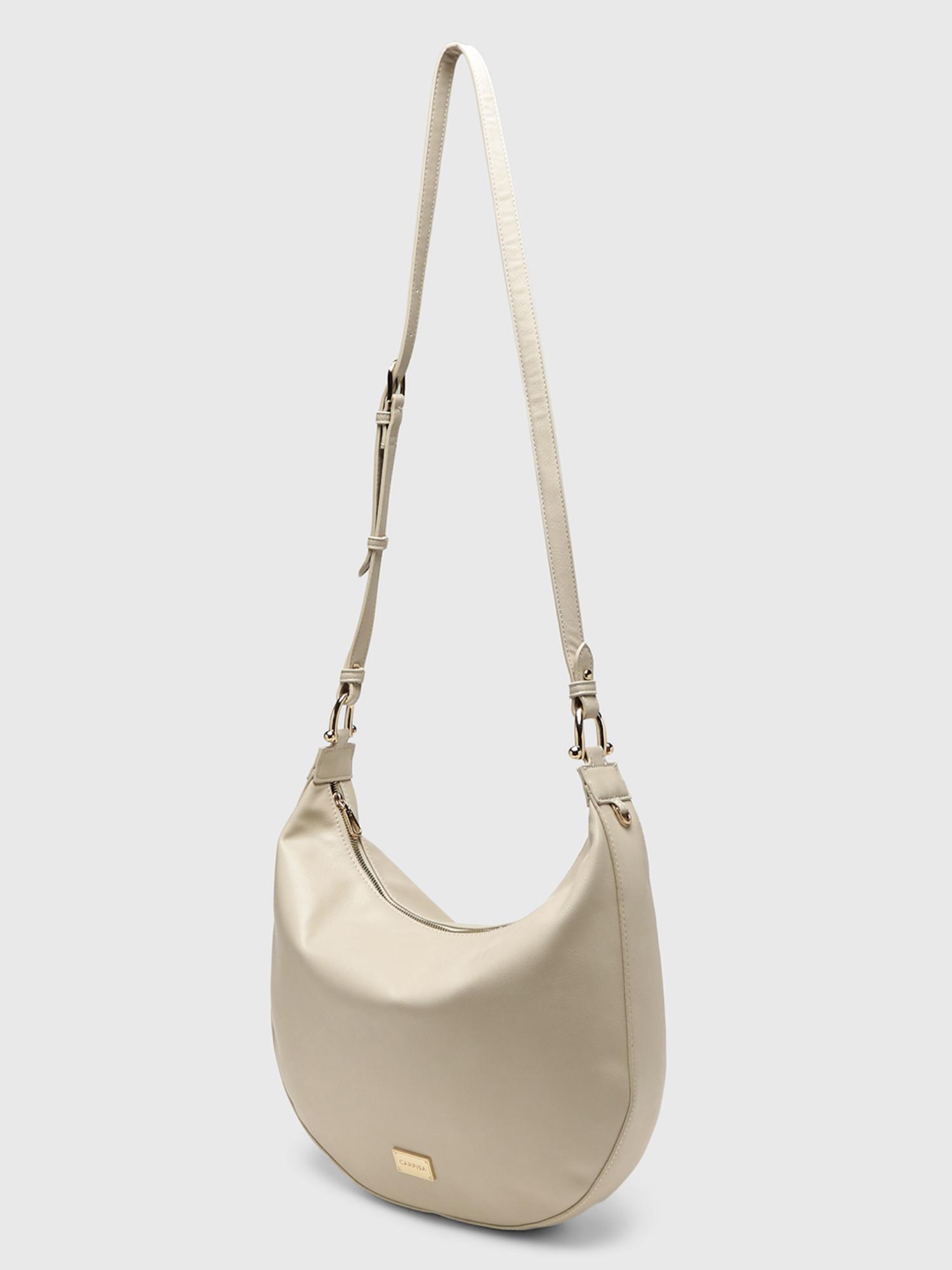 Marie Women Sack Handbag With Detachable Strap - Cream (L)