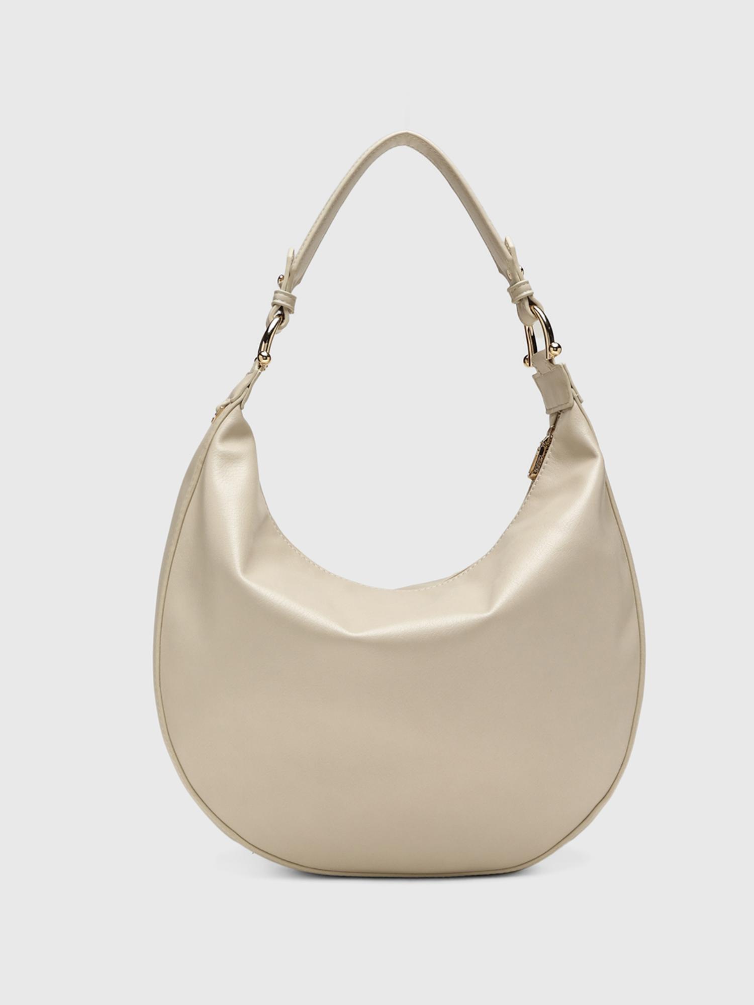 Marie Women Sack Handbag With Detachable Strap - Cream (L)
