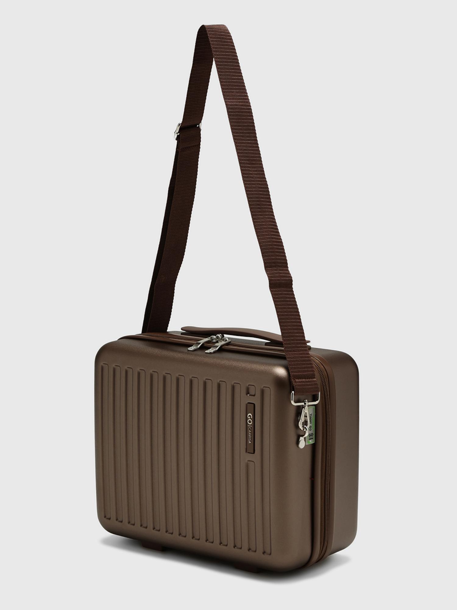 Tinny Go Unisex Hard Shell Beauty Vanity Bag With Detachable Strap - Bronze (L)