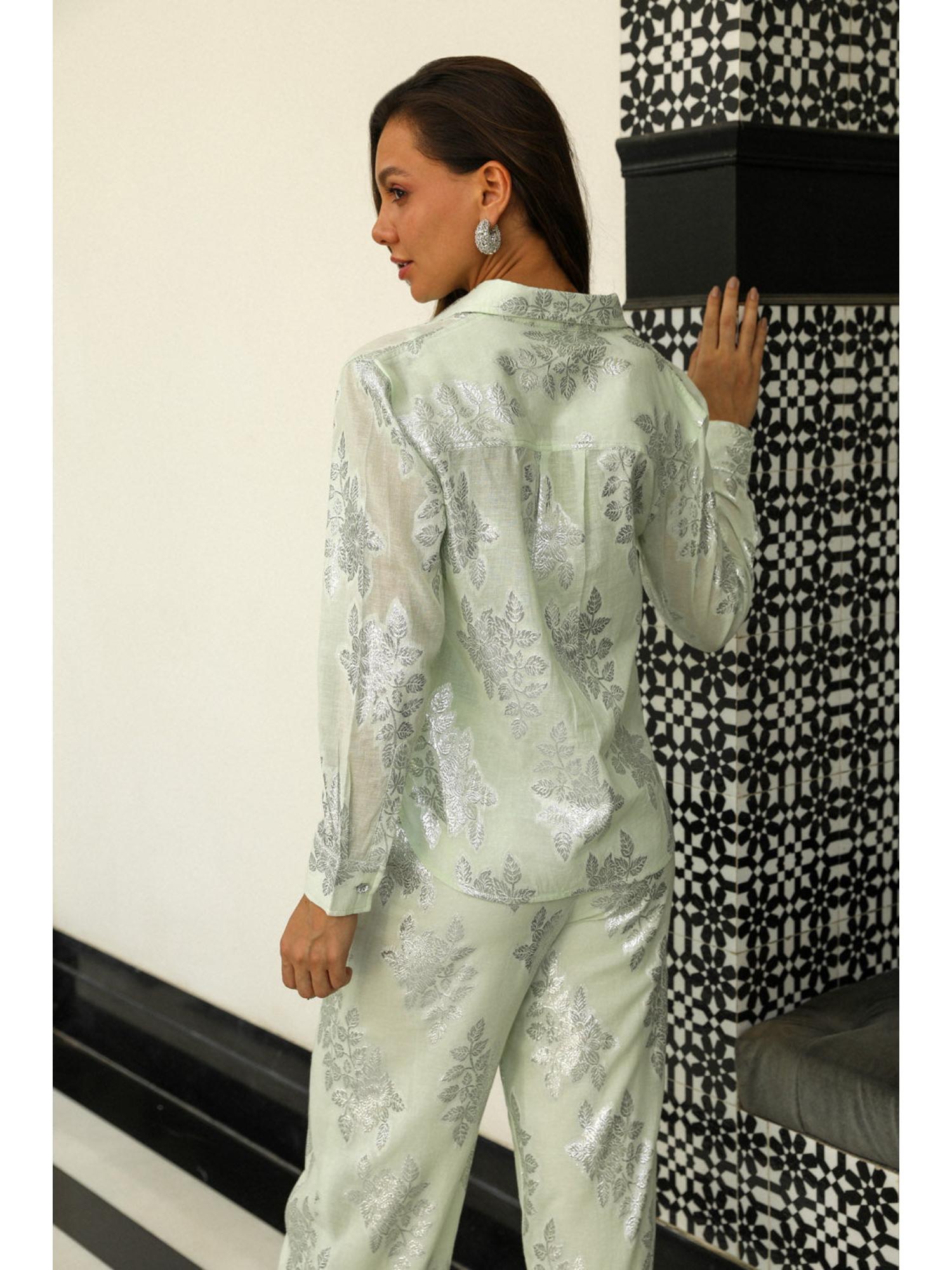 Bessie Green Printed Top with Pant