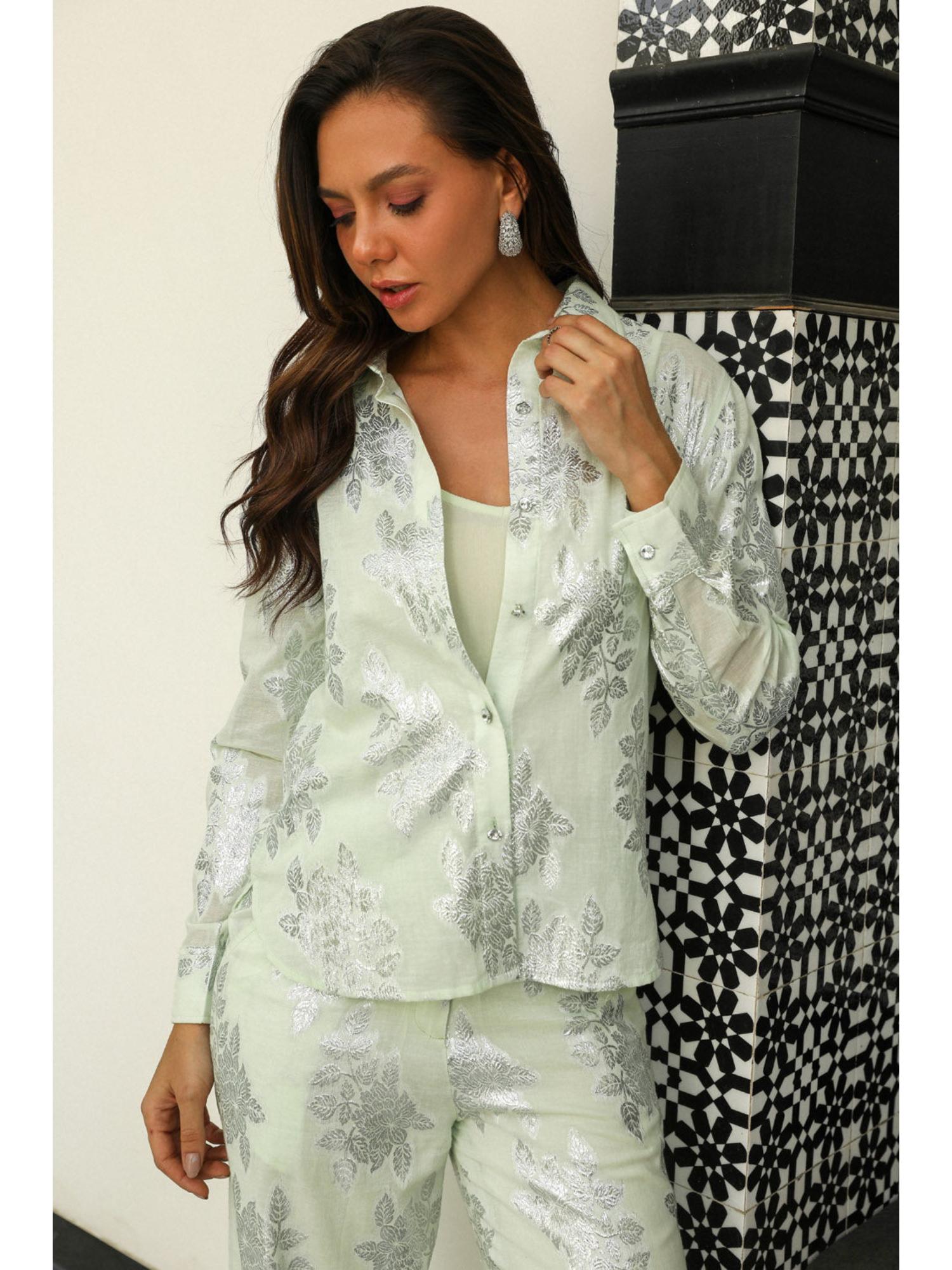 Bessie Green Printed Top with Pant