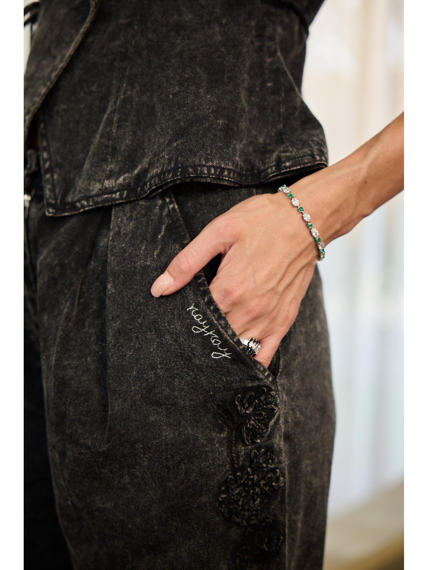 Duli Black Denim Top with Pant