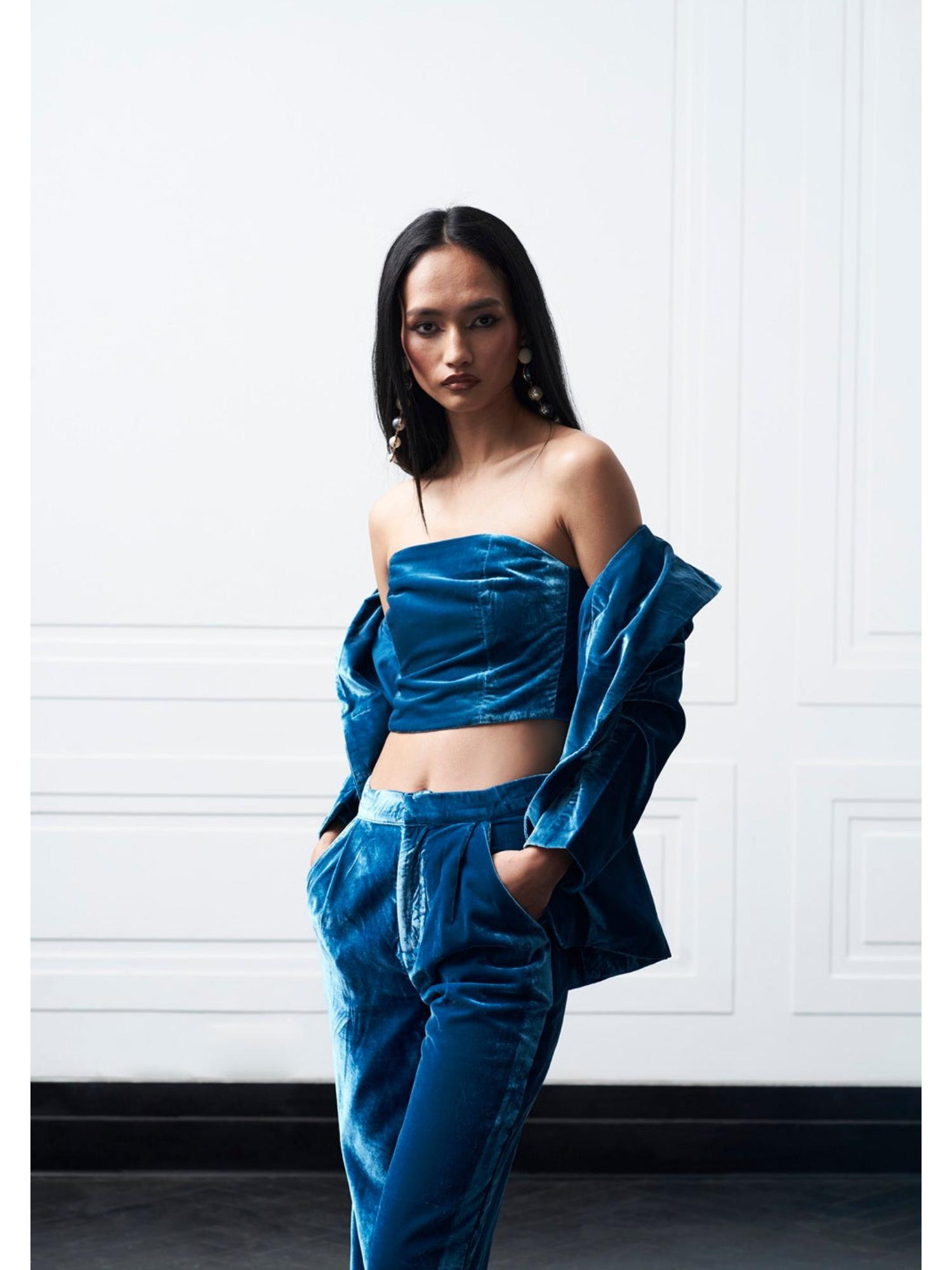 Mexik Velvet Blazer with Bralette and Pant