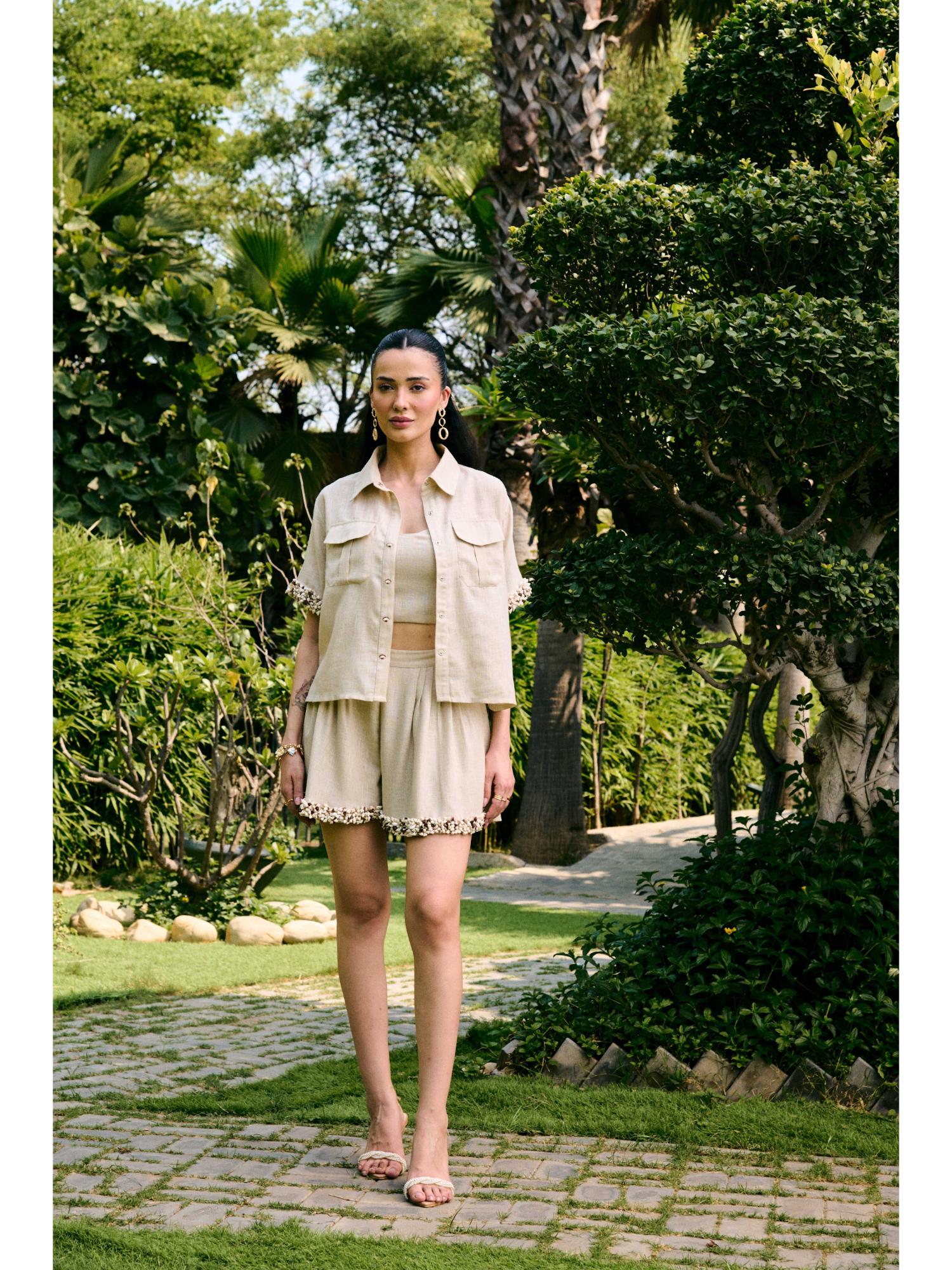 Nikos Beige Shirt with Shorts