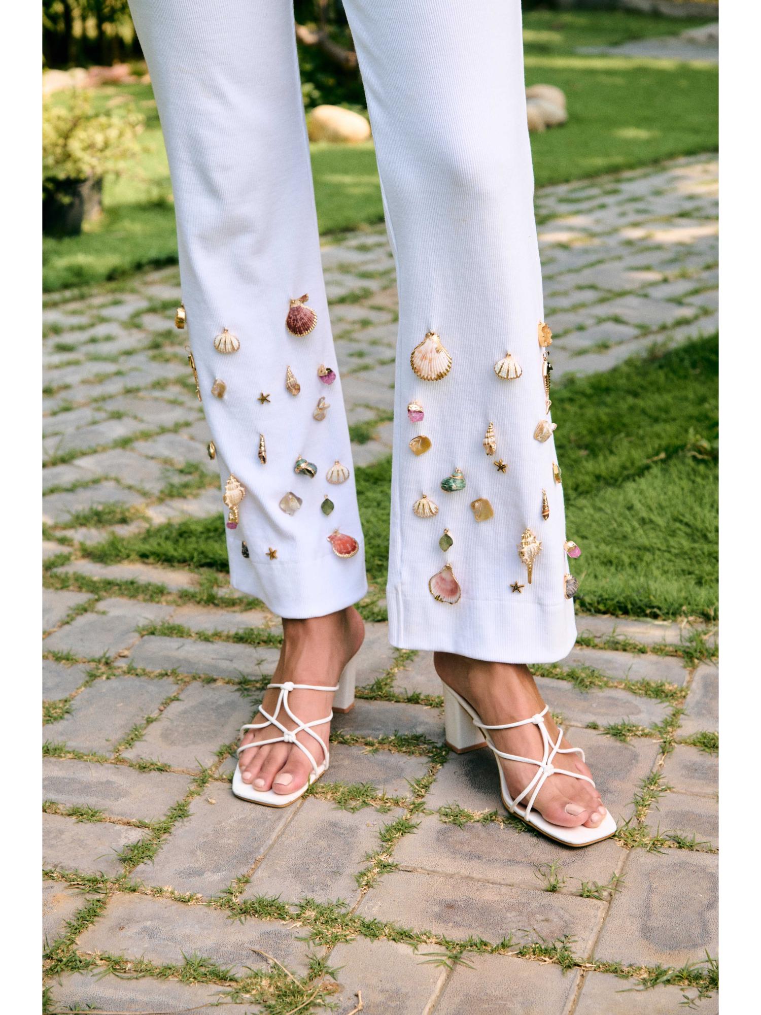 Odessa White Embellished Top with Pant