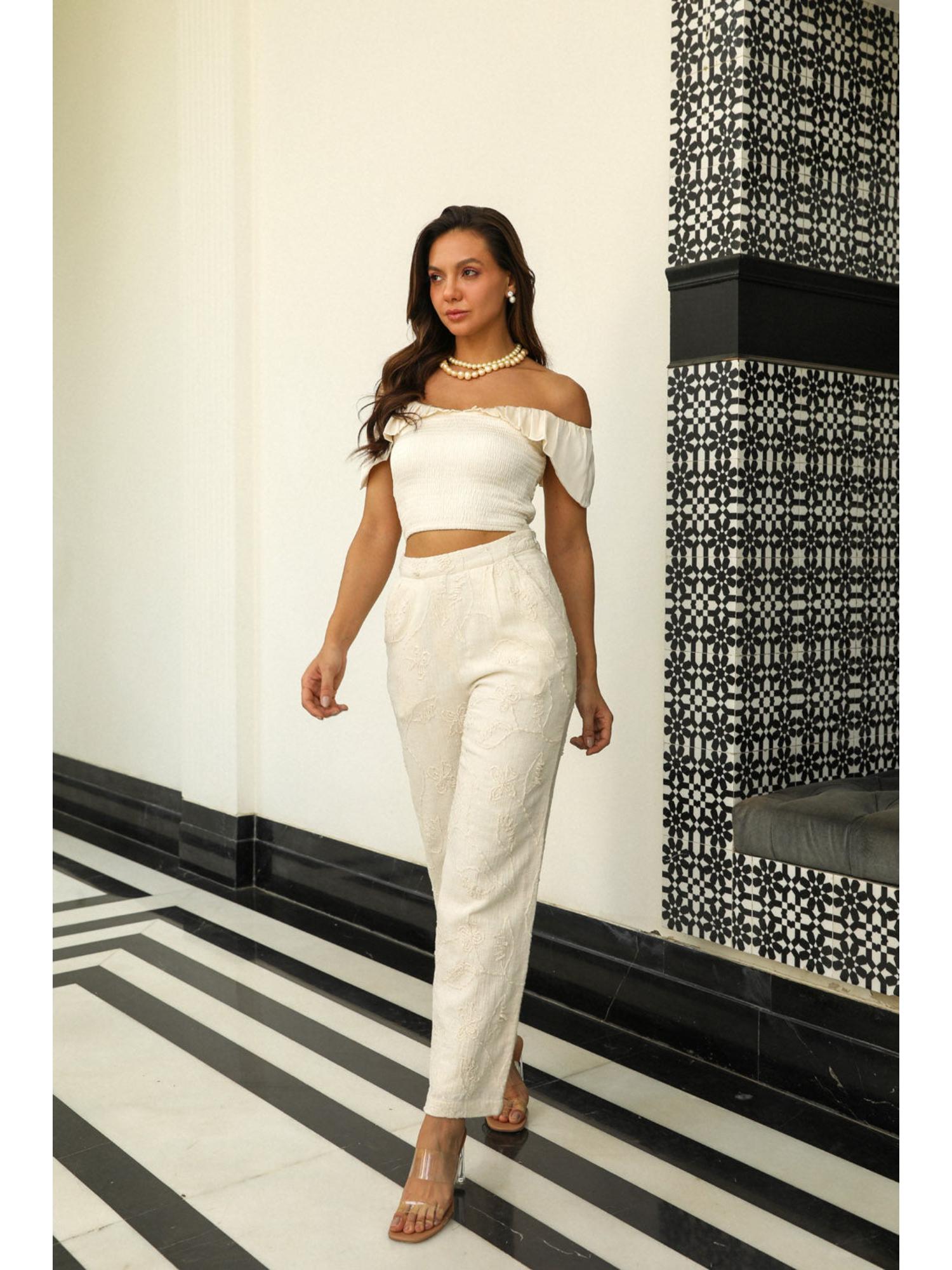 Riku Off White Cotton Top and Pant