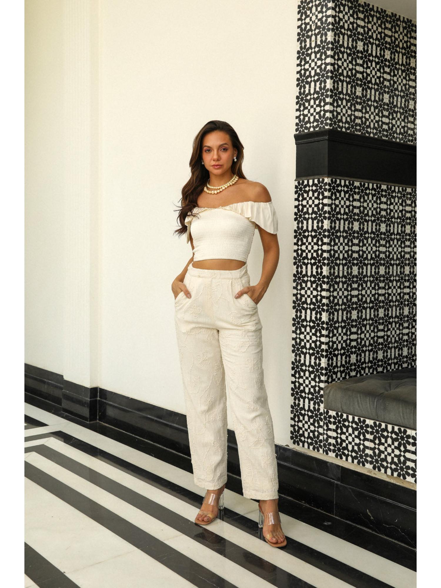 Riku Off White Cotton Top and Pant