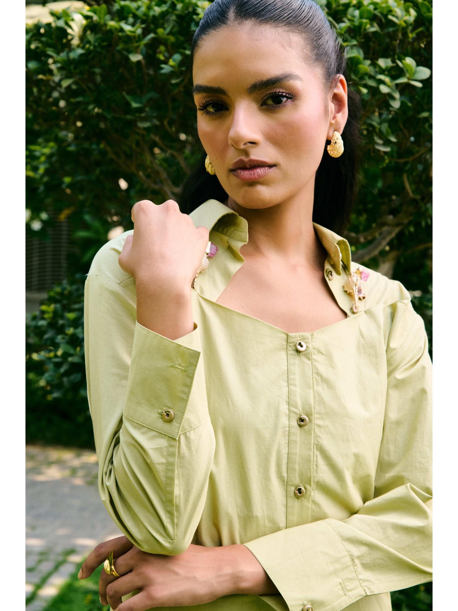 Sade Green Pure Cotton Top with Pant