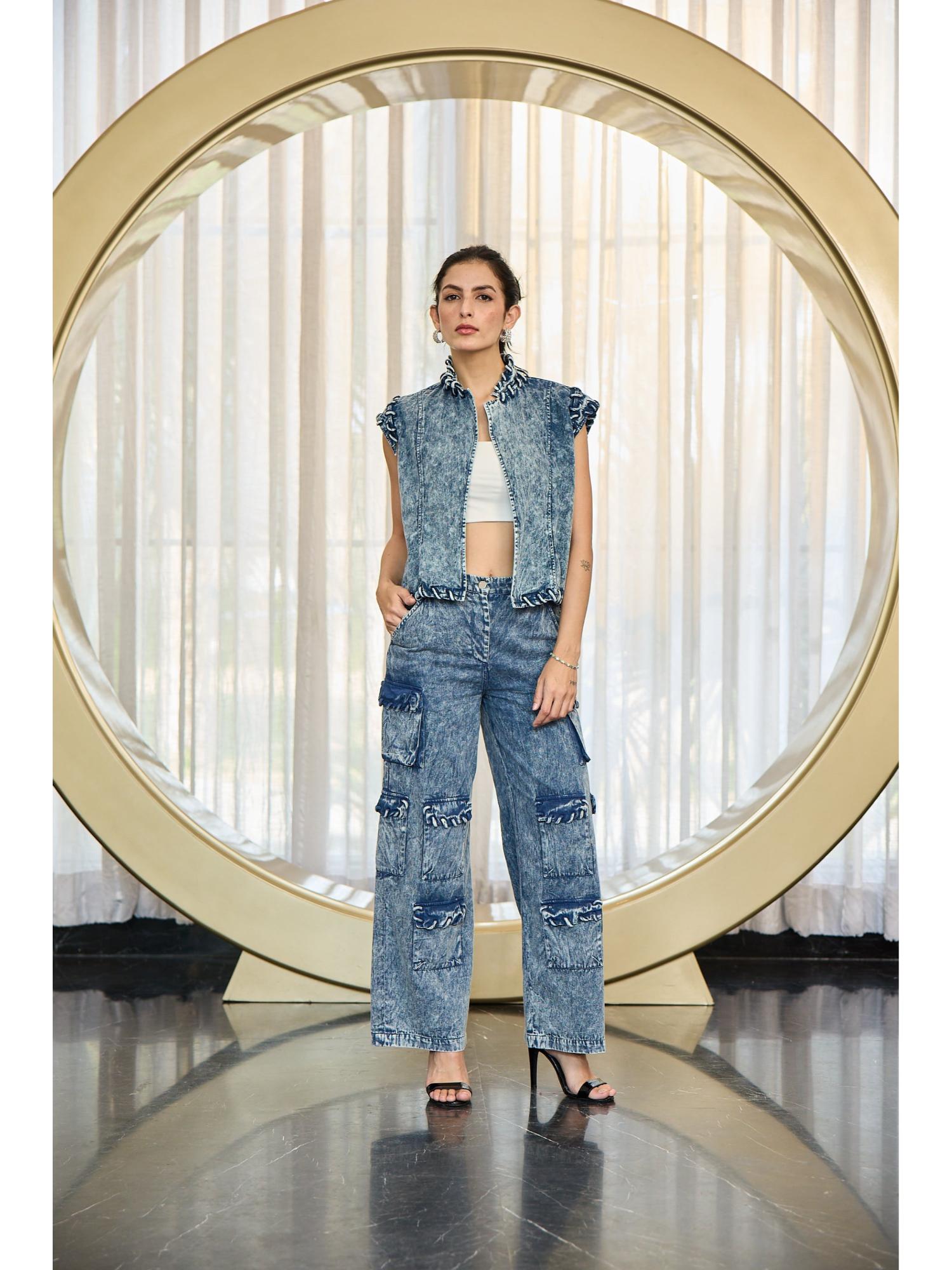 Smoky Blue Denim Top with Pant