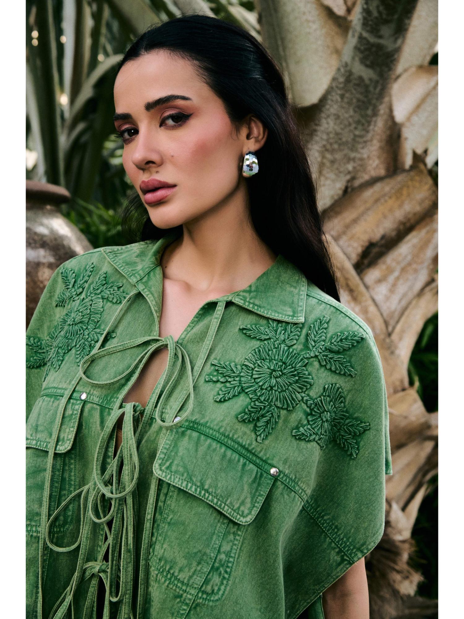 Yaeko Denim Green Top with Pant