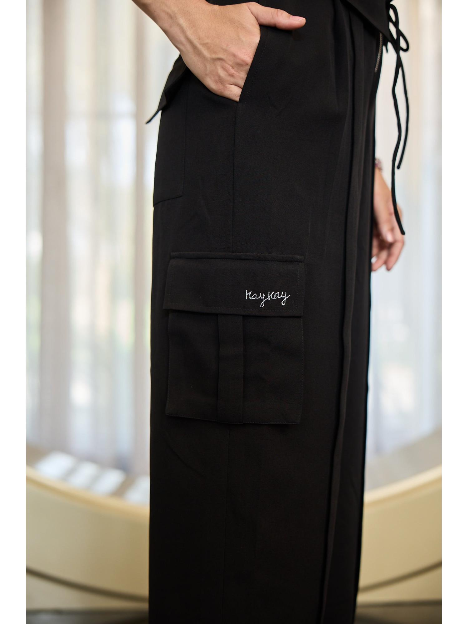 Cobo Black Crepe Solid Trouser