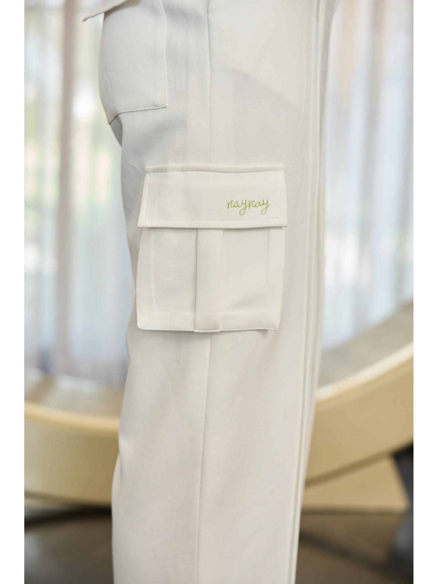 Fui White Denim Solid Trouser