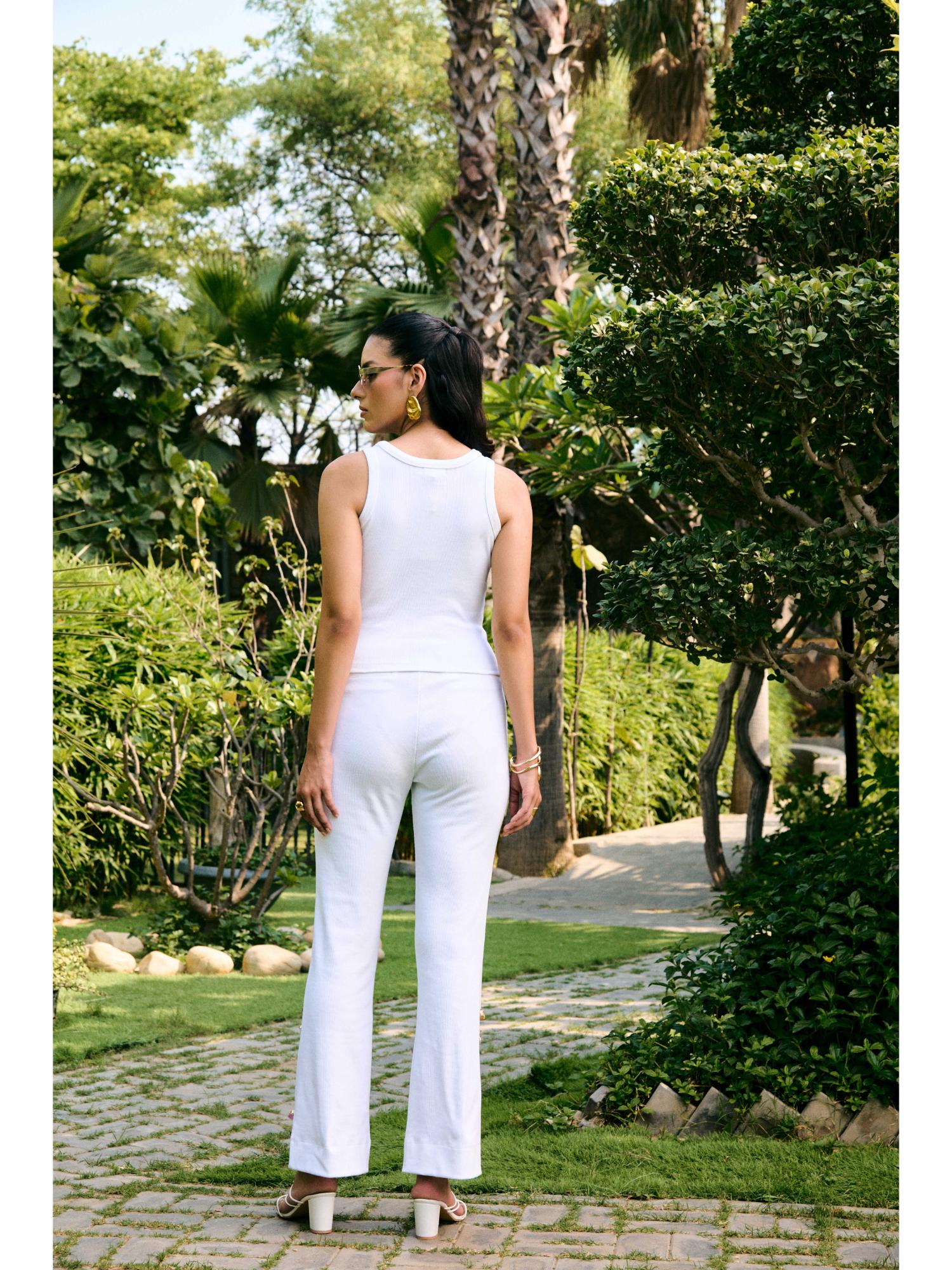 Odessa White Embellished Trouser