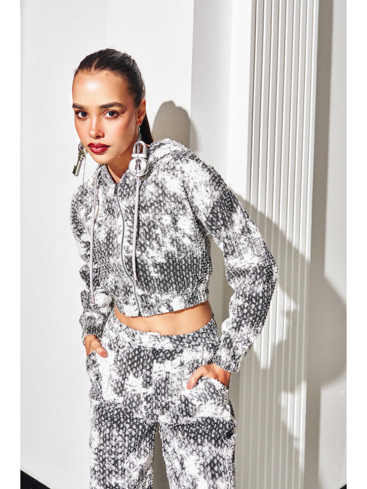 Aria Grey Printed Pant with Jacket