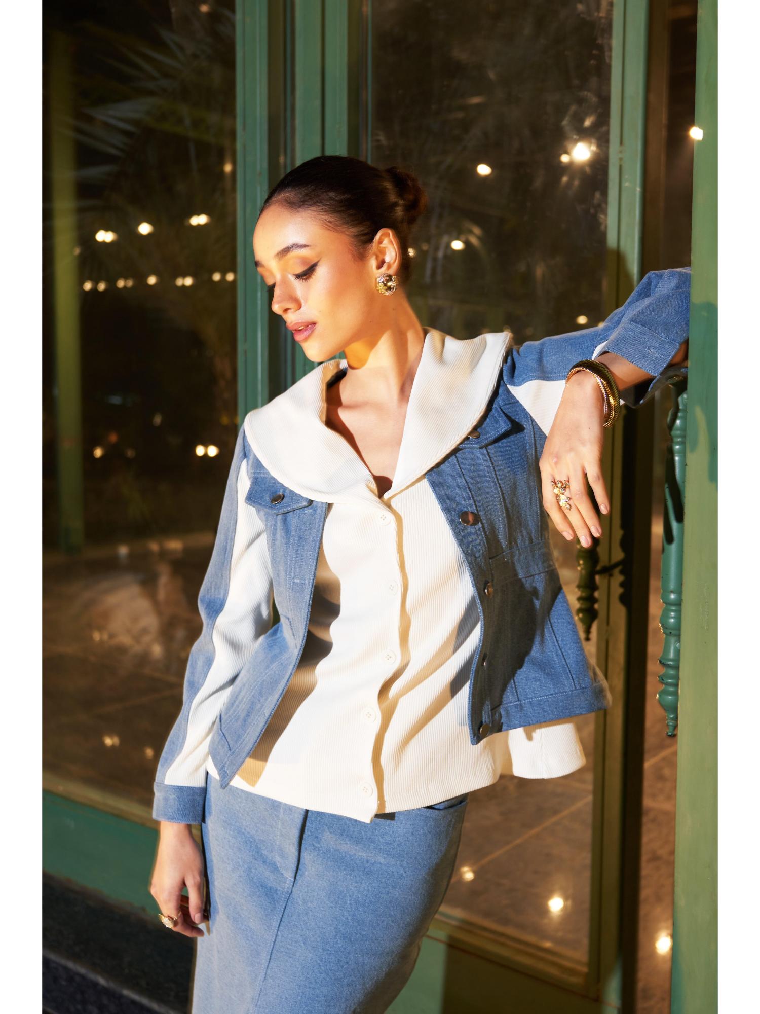 Nello Blue Denim Top with Skirt