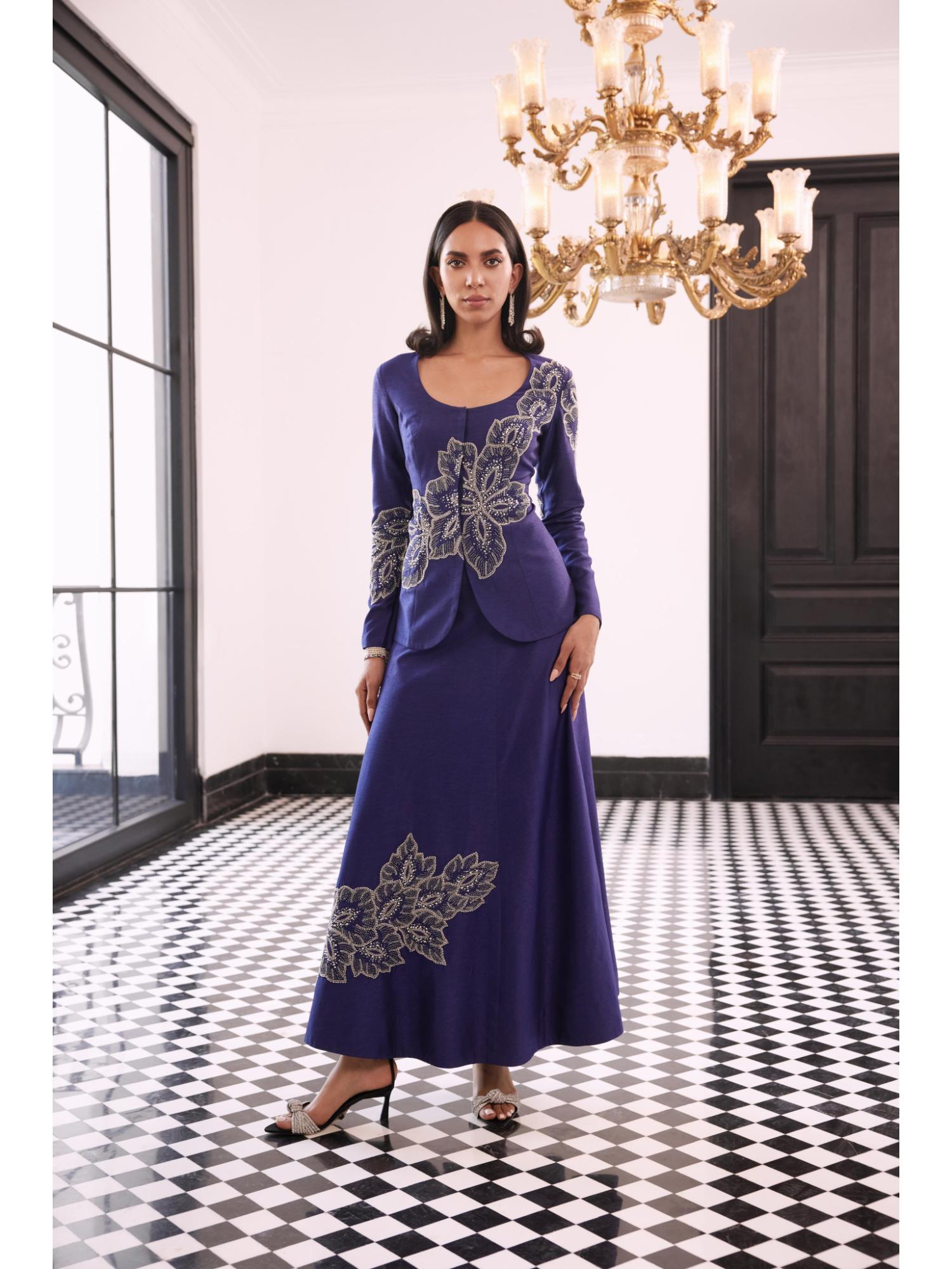 Fernanda Purple Embroidered Skirt and Top