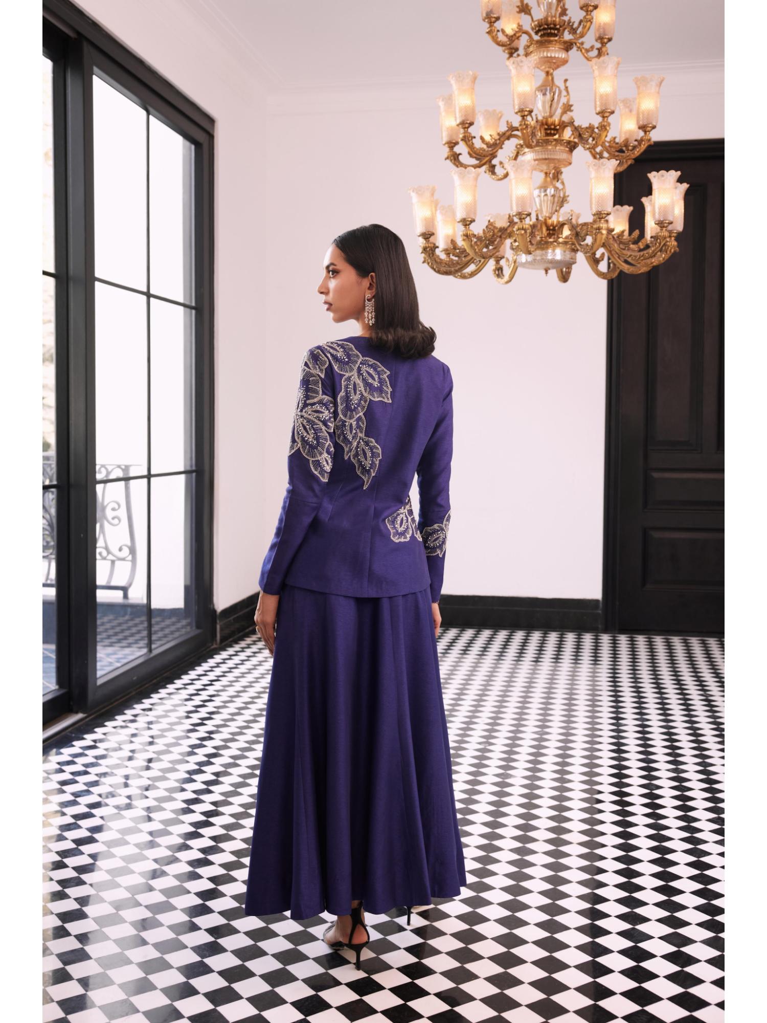 Fernanda Purple Embroidered Skirt and Top