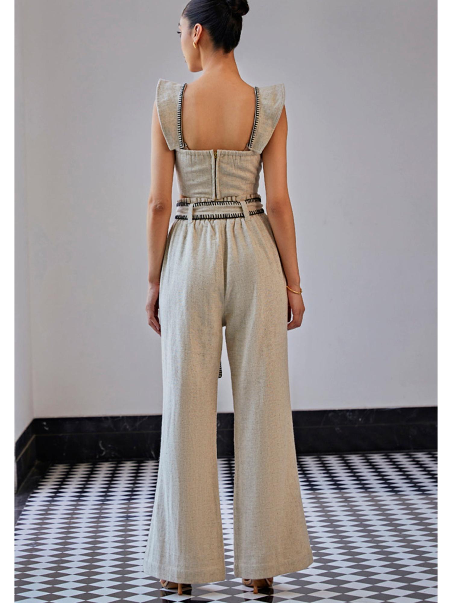 Blanket Stitch Grey Top with Pant