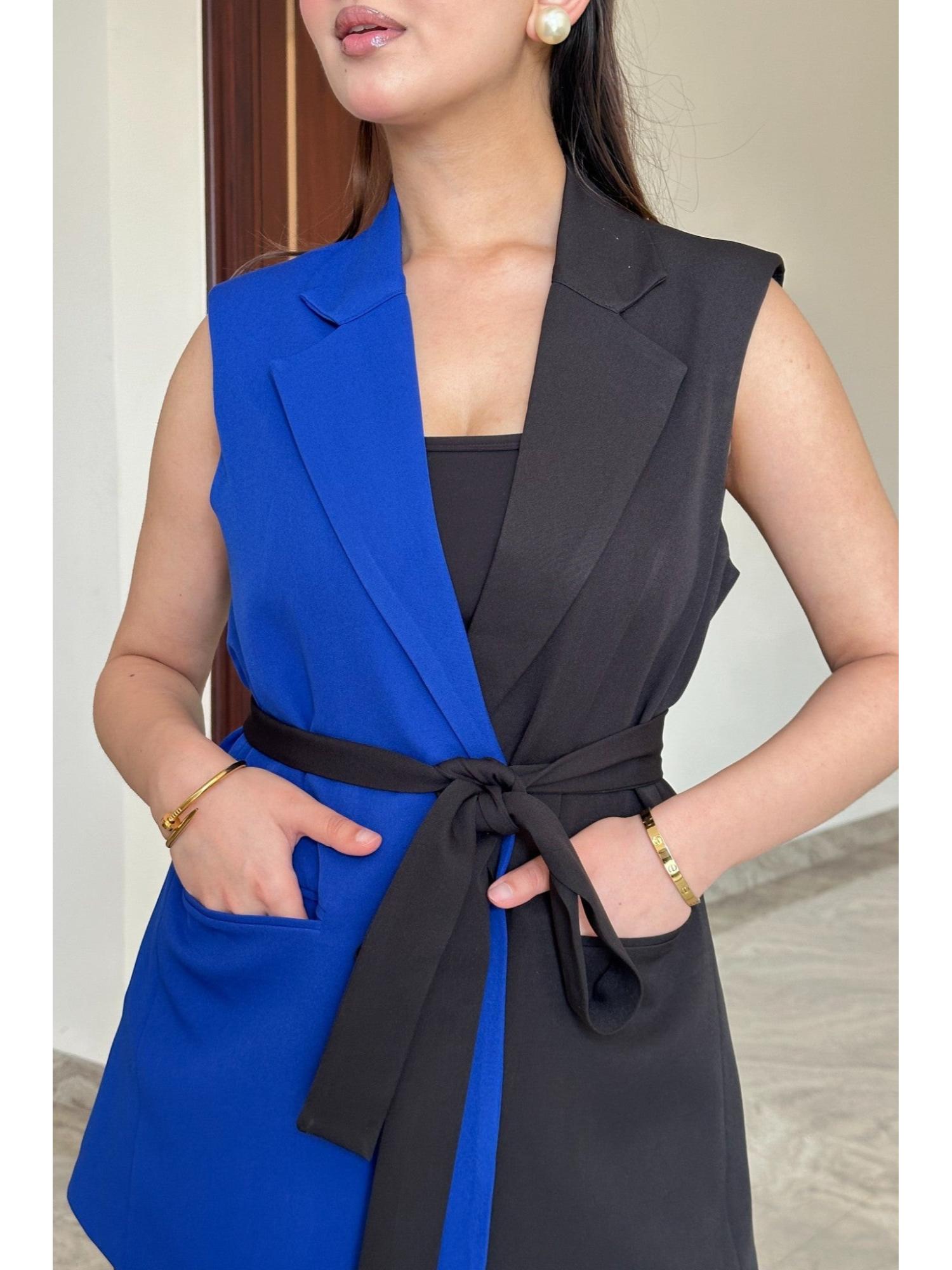 Colour Block Black Blazer and Pant