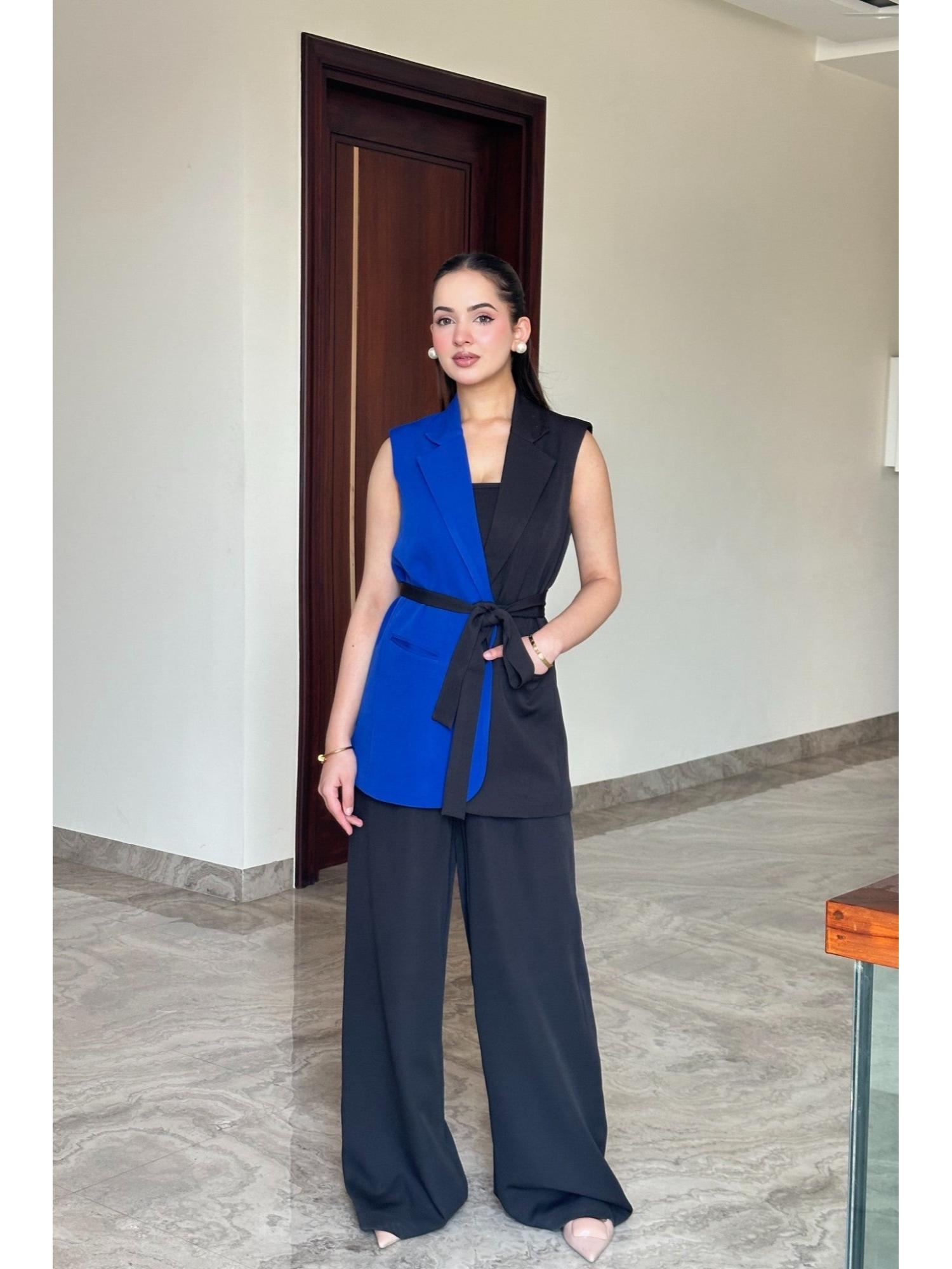 Colour Block Black Blazer and Pant