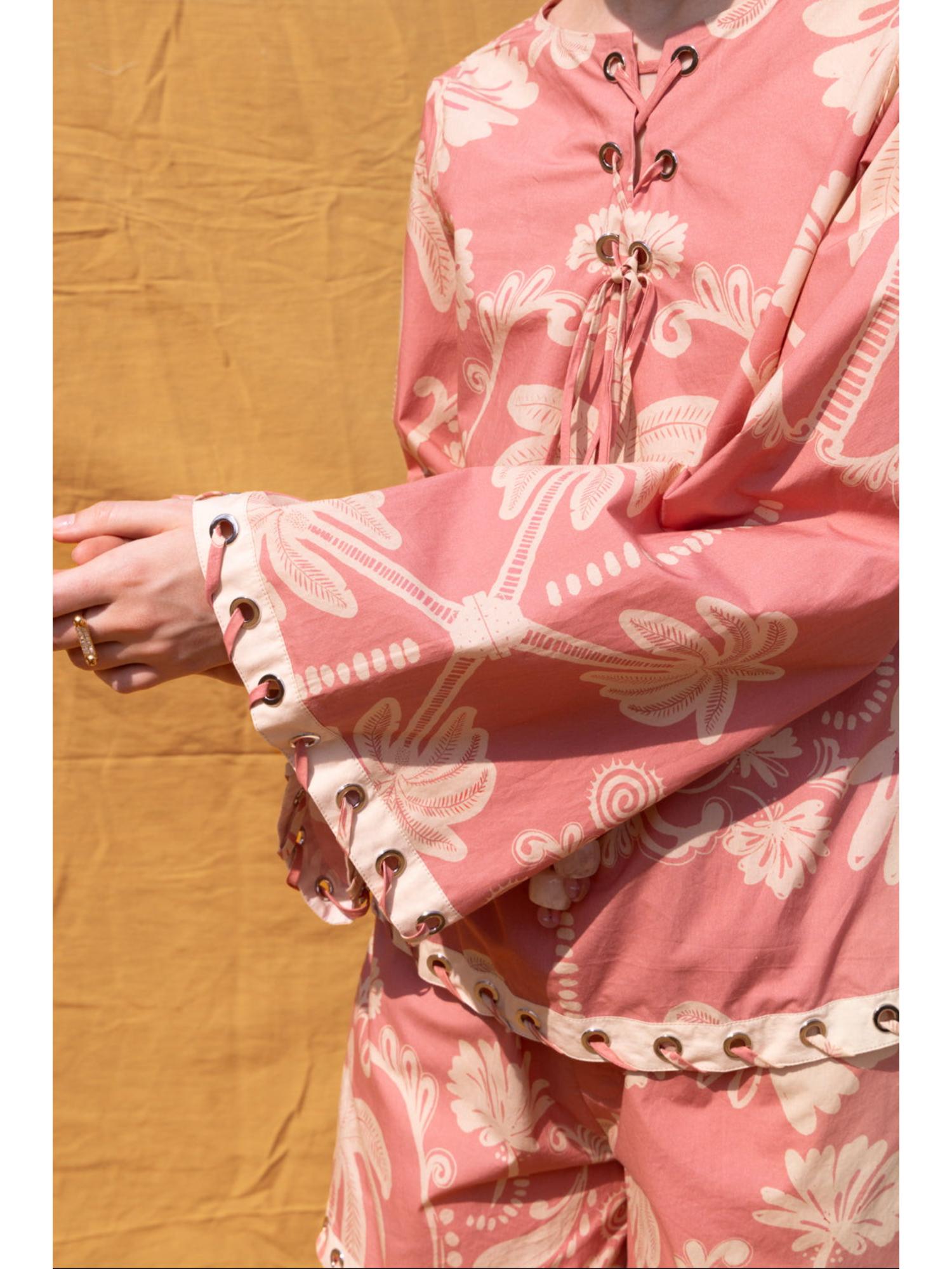 Pink Amber Print Top and Shorts