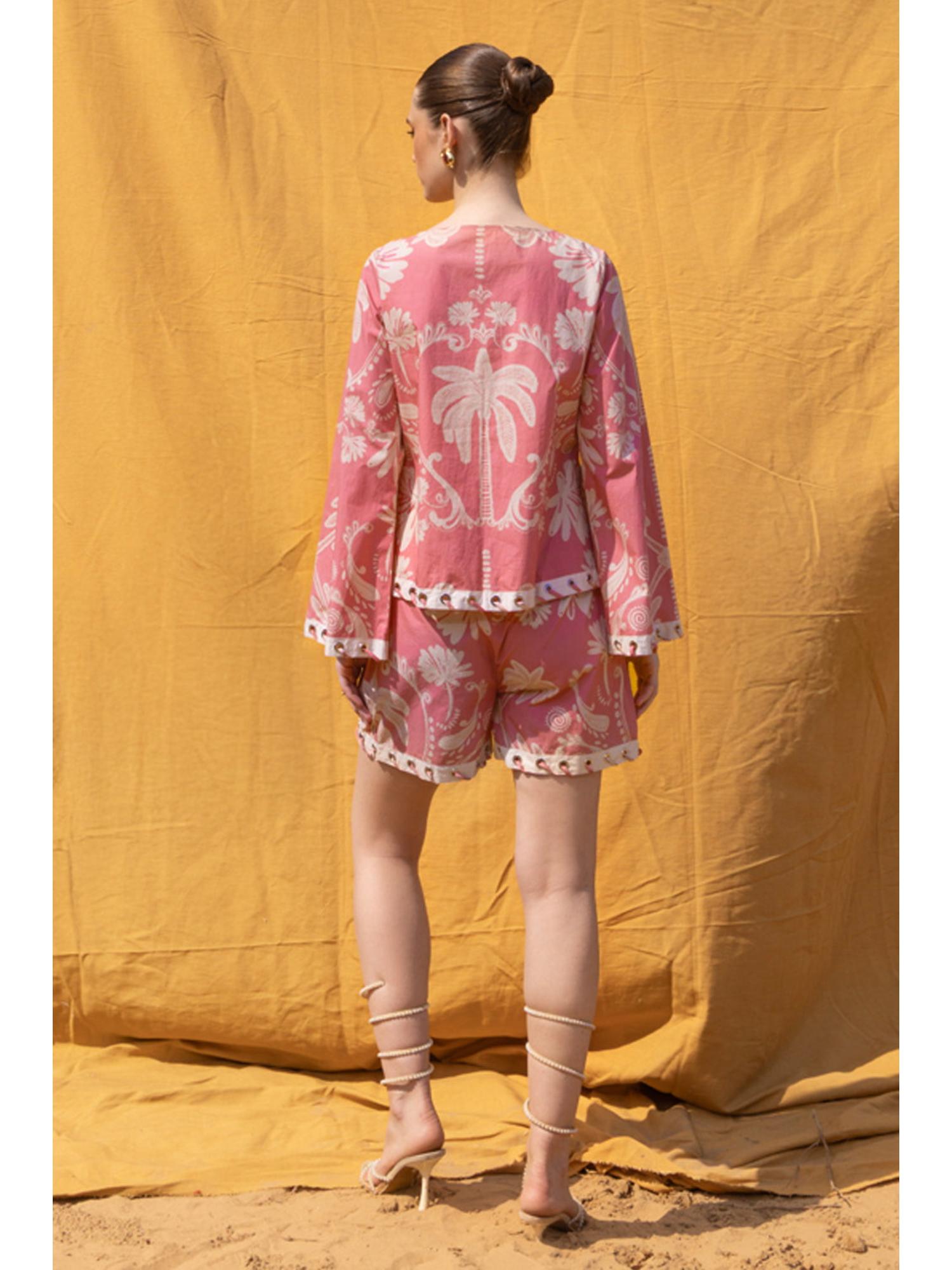 Pink Amber Print Top and Shorts