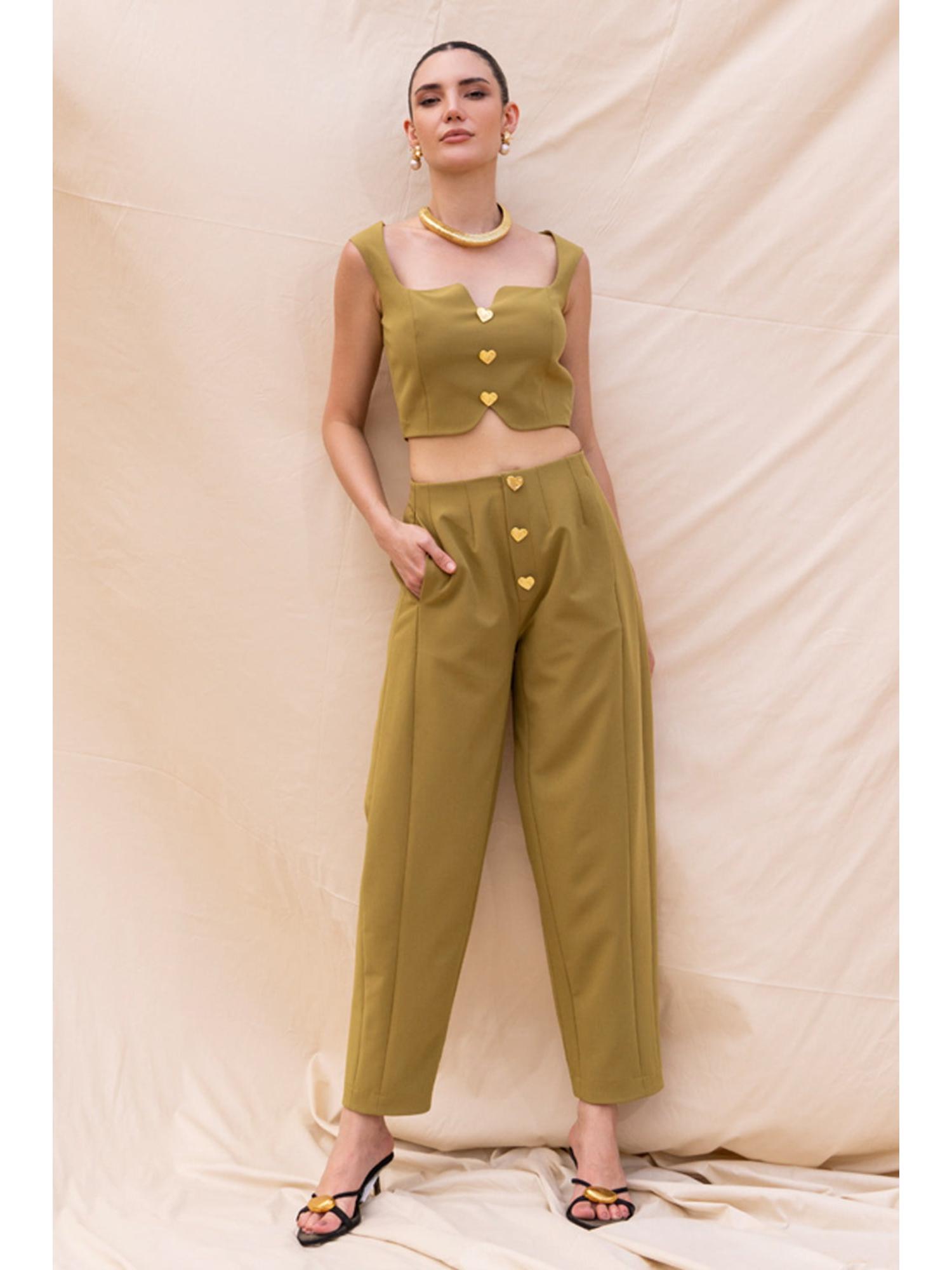 Olive Crop Top and Pant