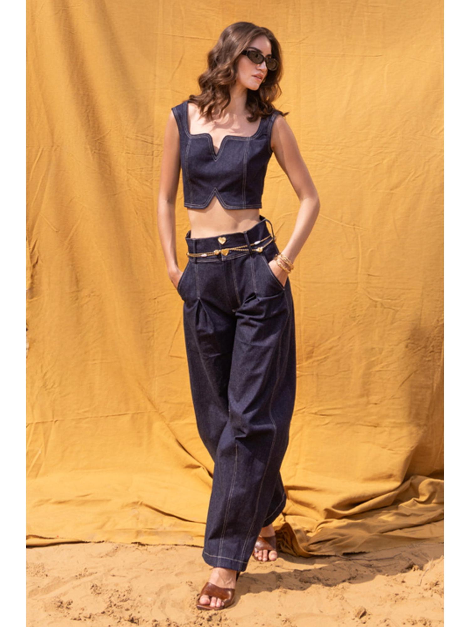 Tira Blue Denim Top and Pant