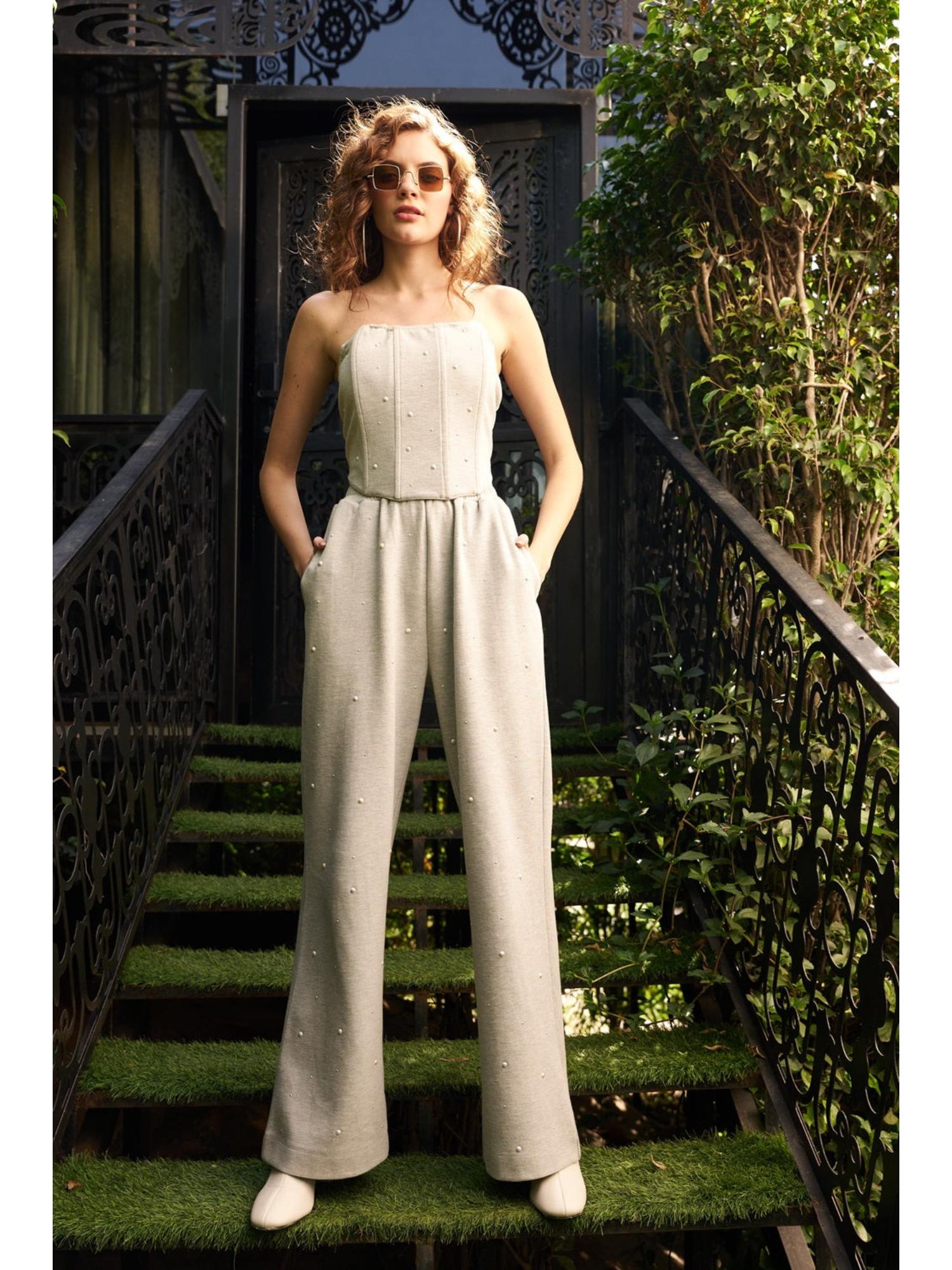 Amelia Cream Embellished Top and Pant