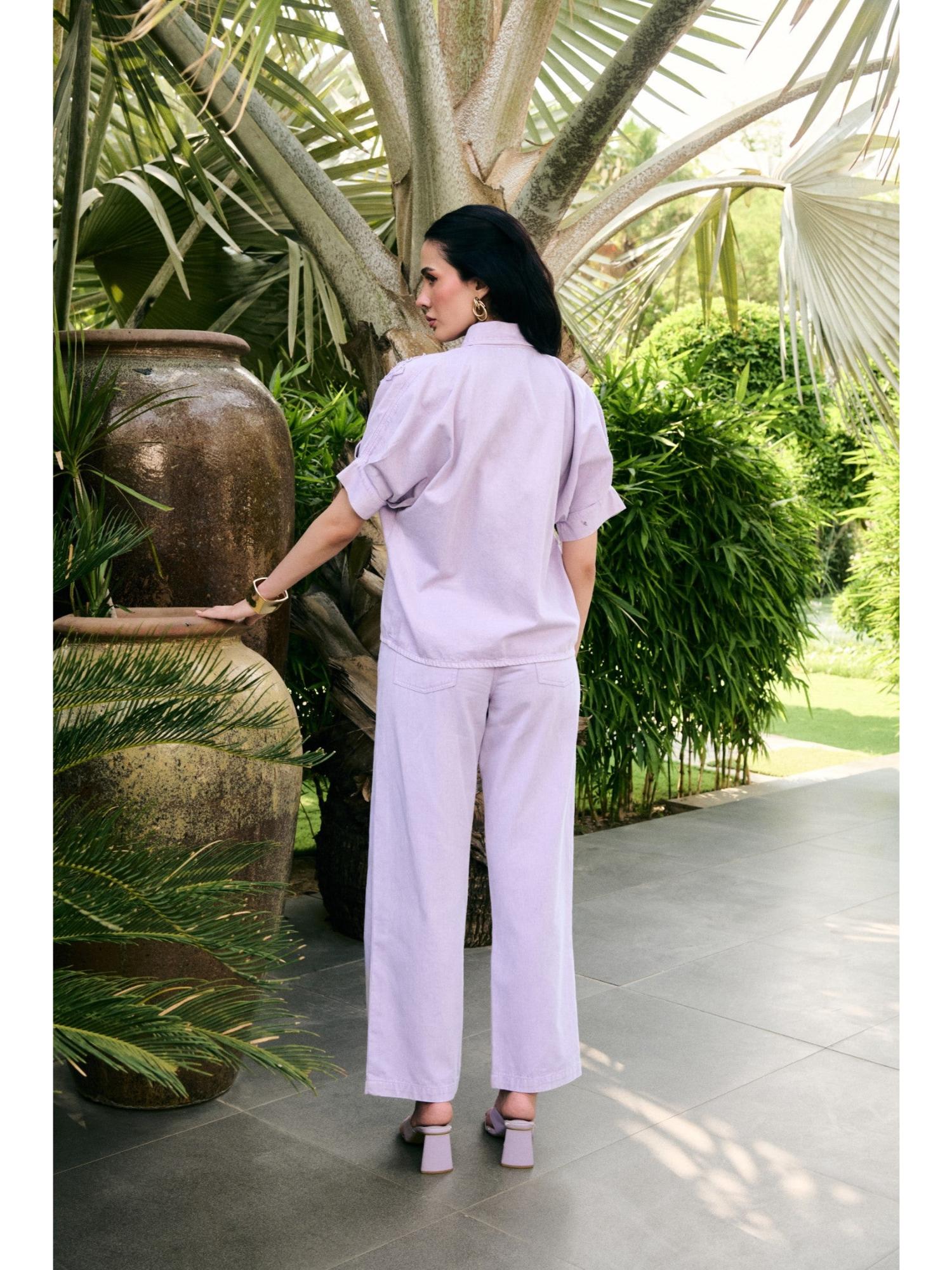 Blayze Lavender Embroidered Shirt with Pant