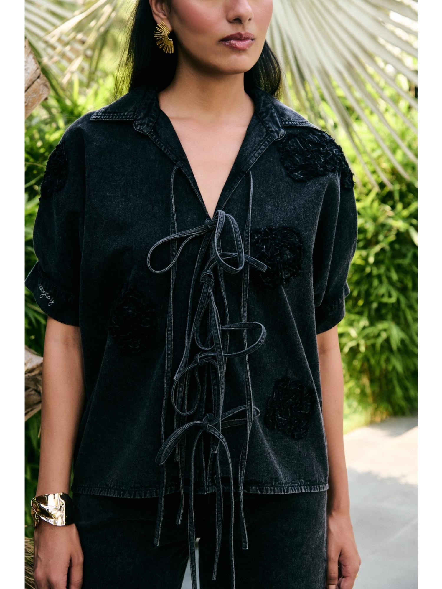 Ciri Black Floral Thread Work Shirt and Pant