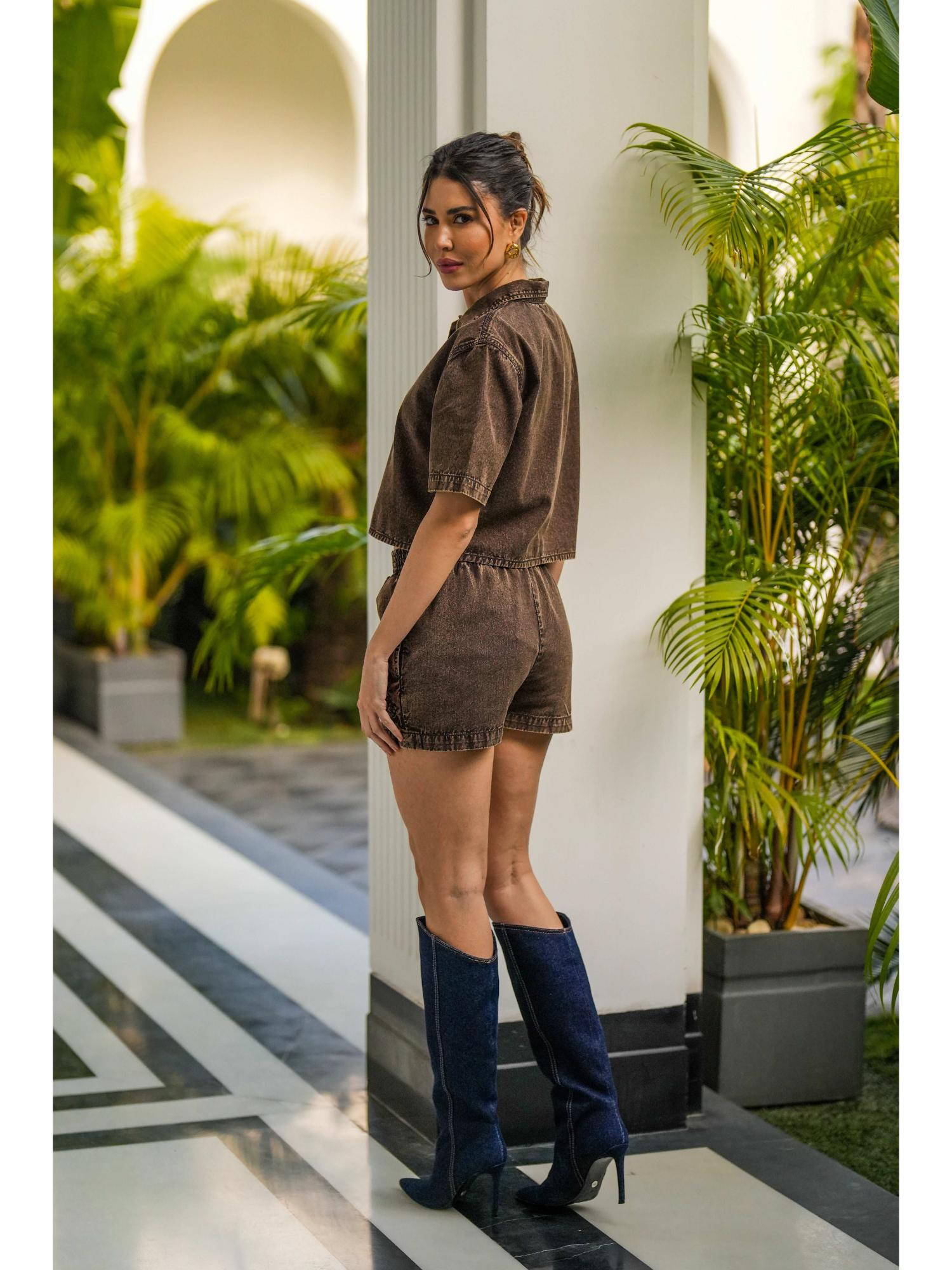 Coco Denim Shirt with Shorts