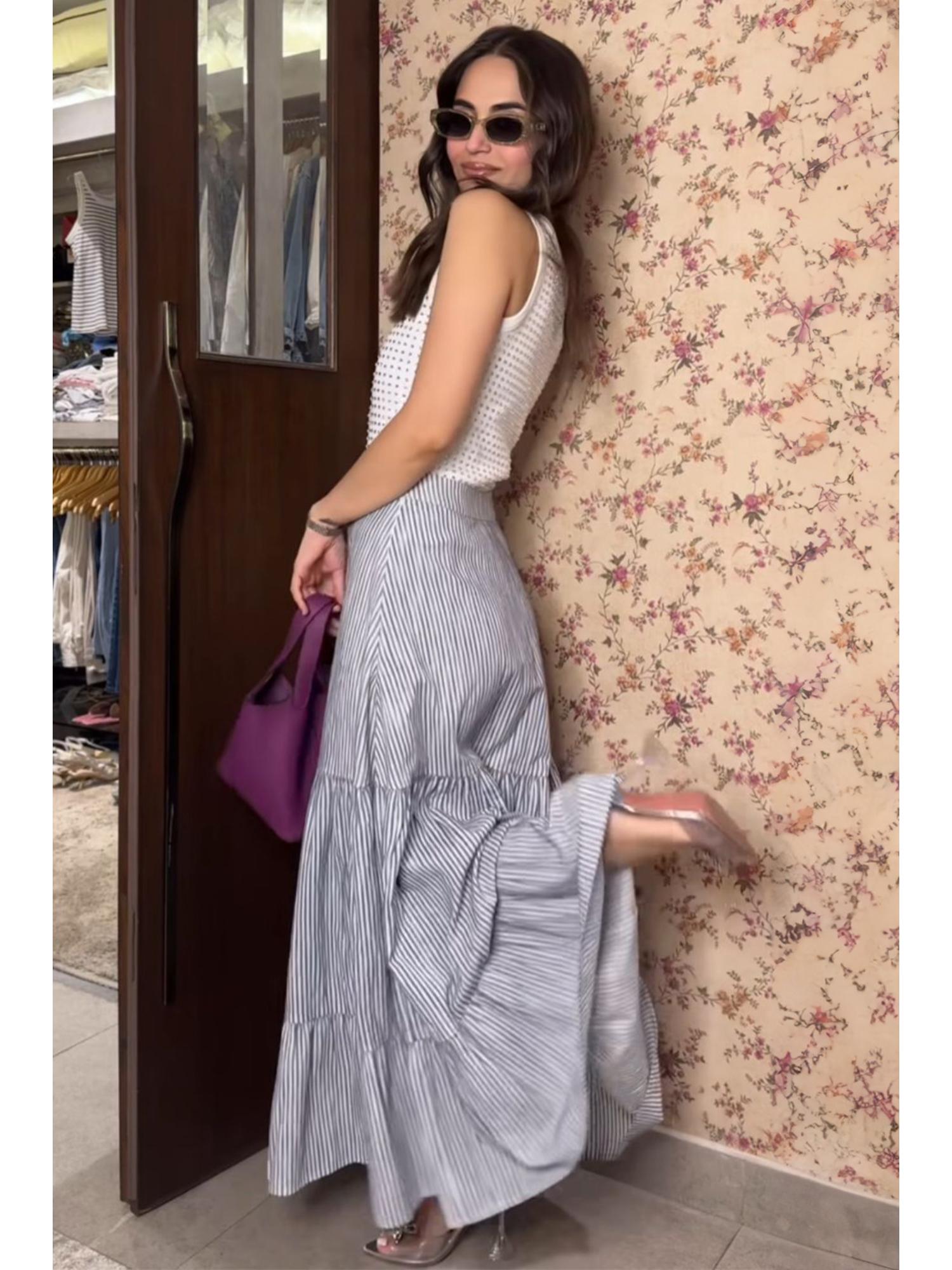 Mb White Cotton Top with Skirt