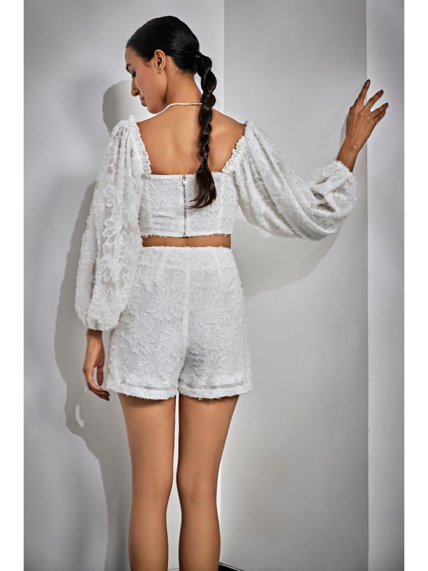 Pearl Off White Embellished Top and Short