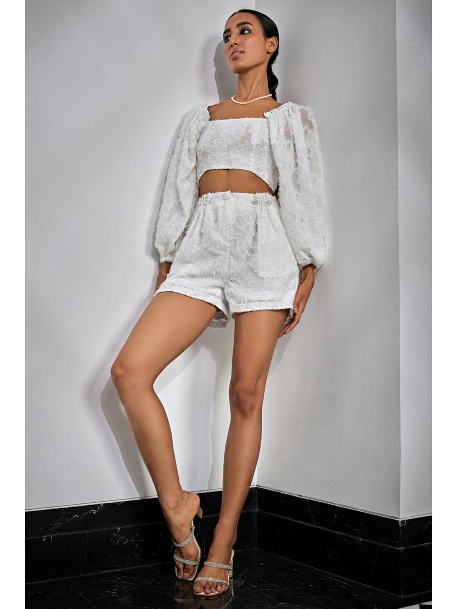 Pearl Off White Embellished Top and Short