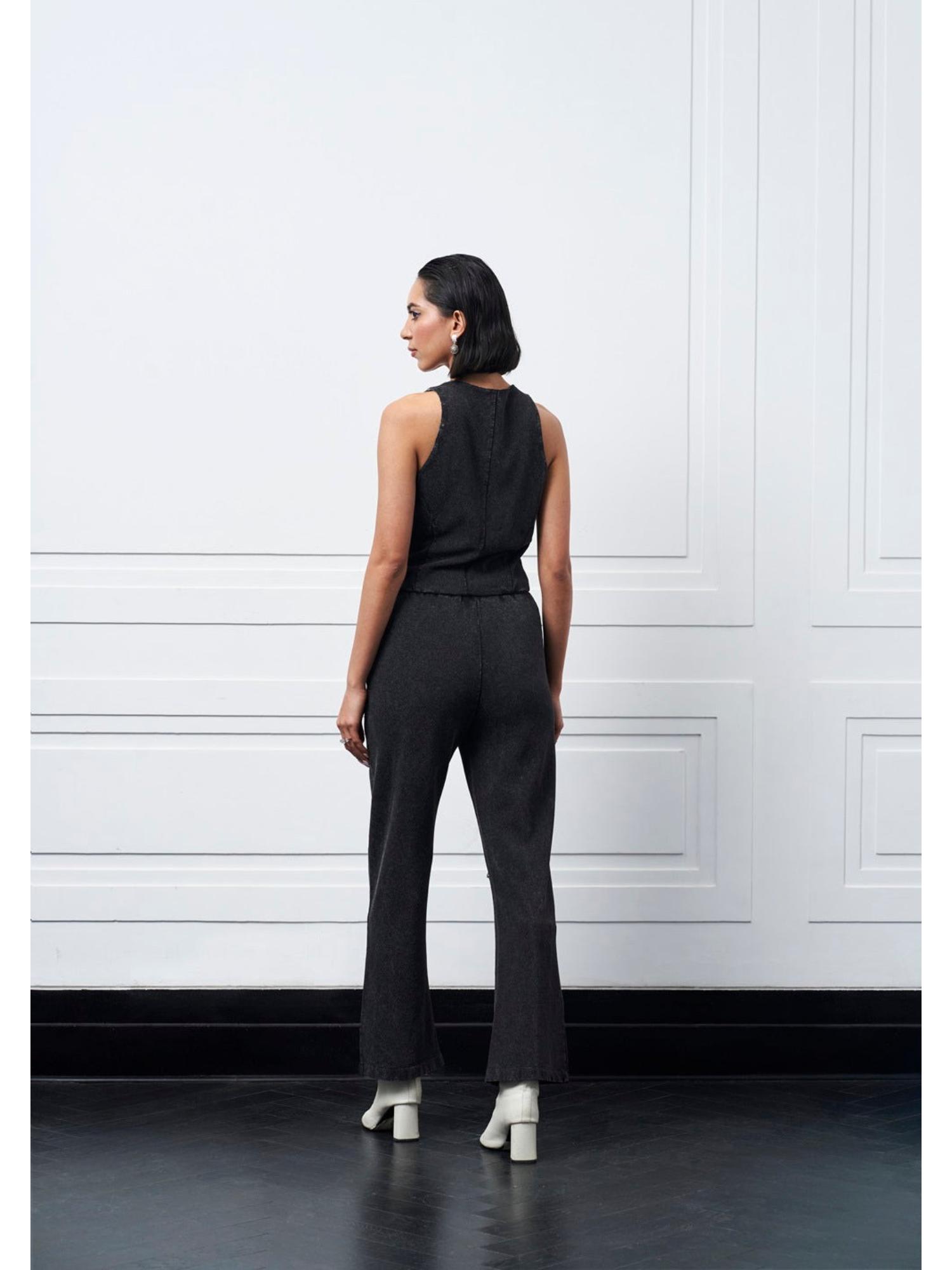 Tyra Black Cotton Embellished Top and Pant